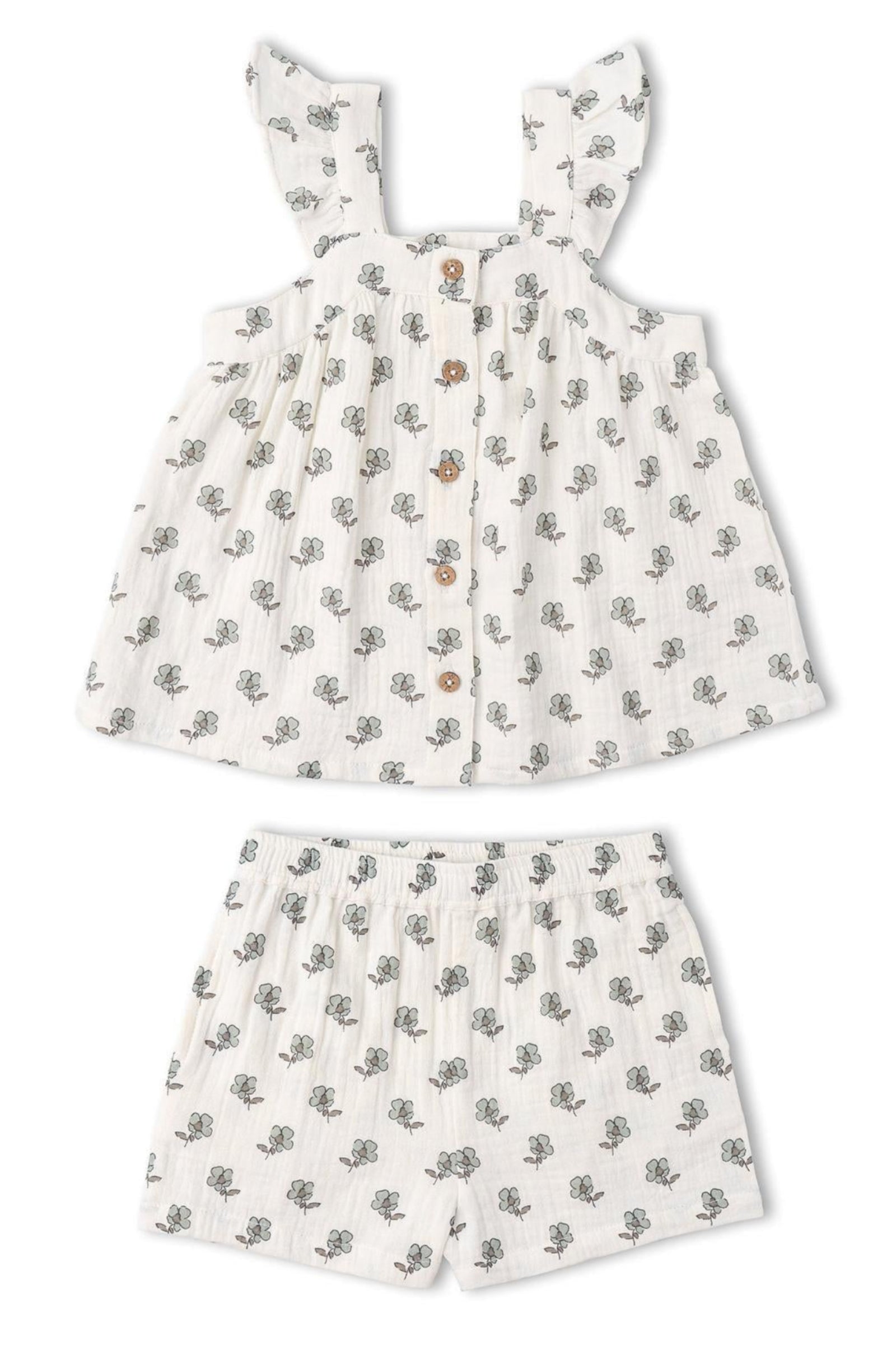 Organic Flutter Top & Shorts Set - Poppy