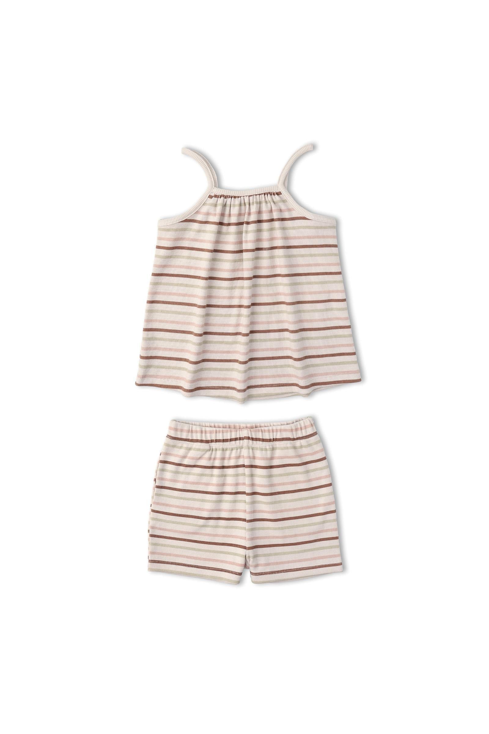 Organic Tank Top & Shorts Set - Terra Stripes