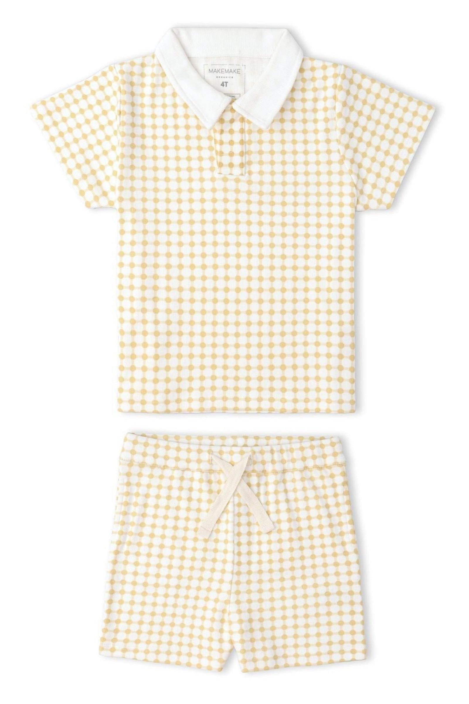 Organic Collar Tee & Shorts Set - Dotty Gingham