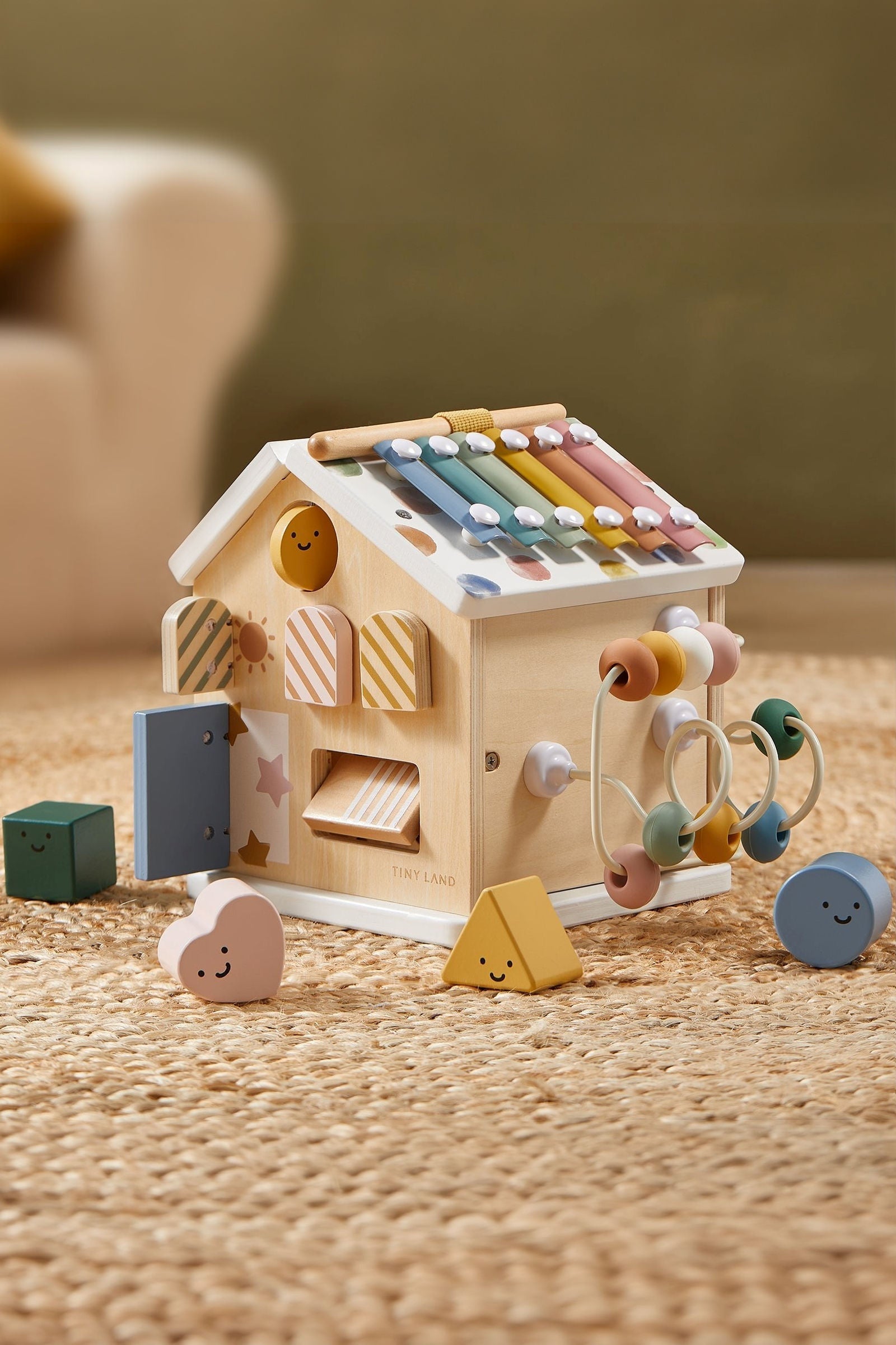 Cottage Morandi Wooden Activity Cube, Montessori Inspired, Baby & Toddler
