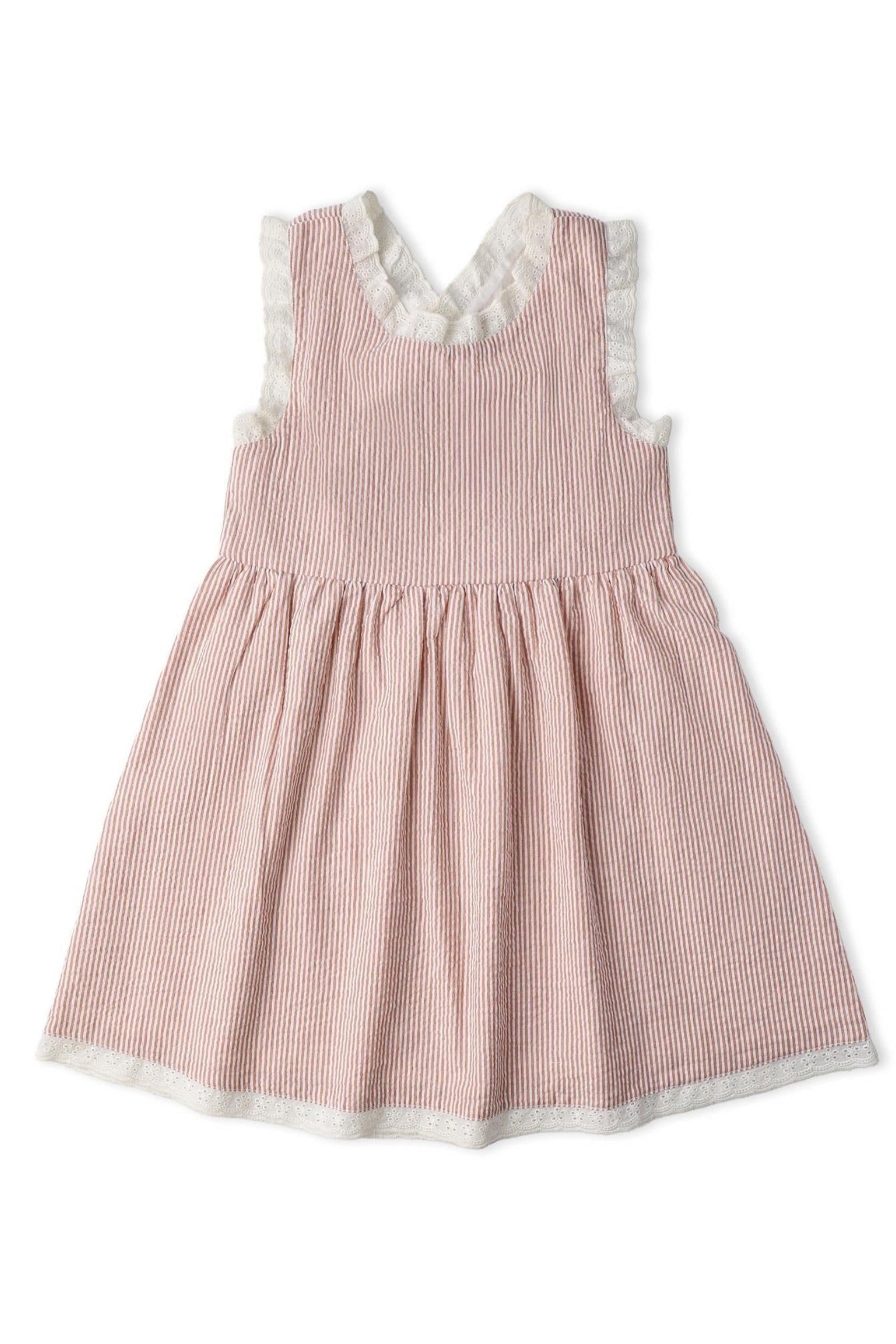 Organic Cross Back Dress - Coral Stripes