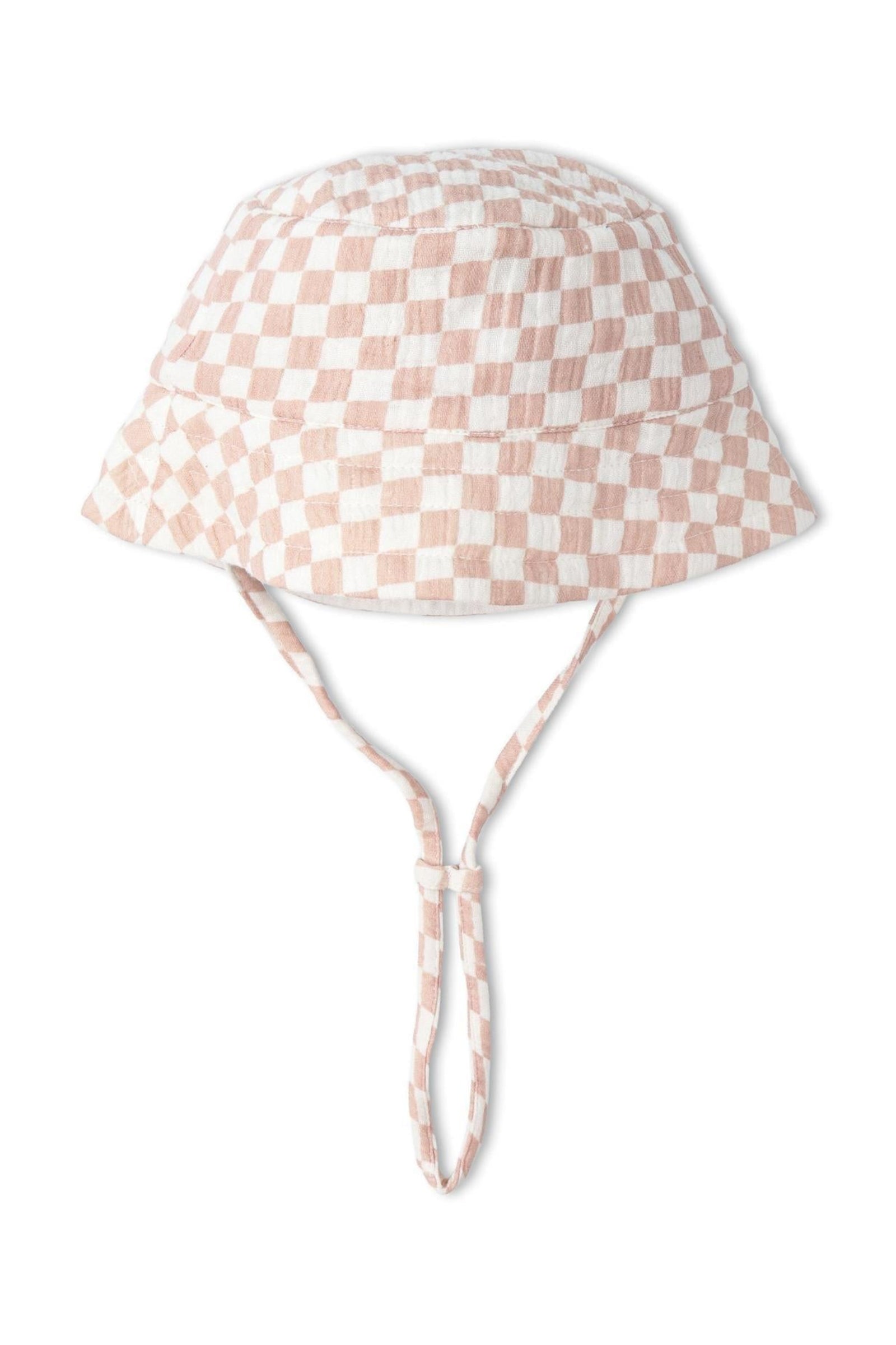Organic Bucket Sun Hat - Brick Checks