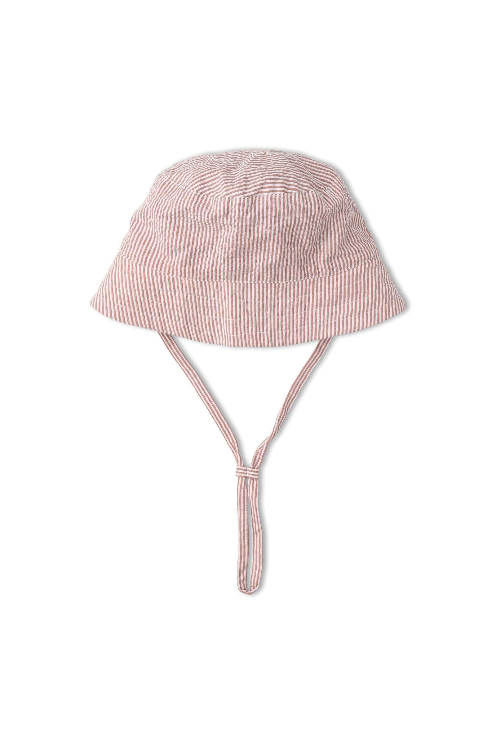 Organic Bucket Sun Hat - Coral Stripes