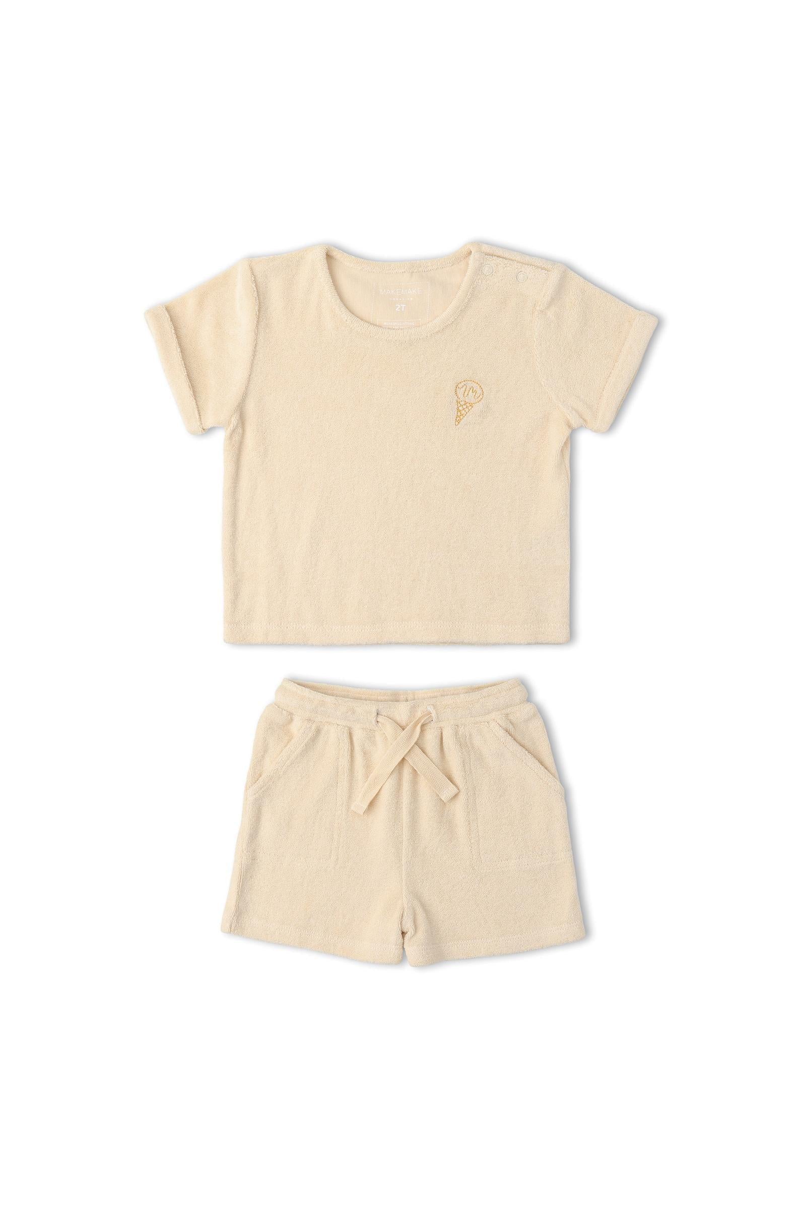 Organic Terry Tee & Shorts Set - Butter Yellow