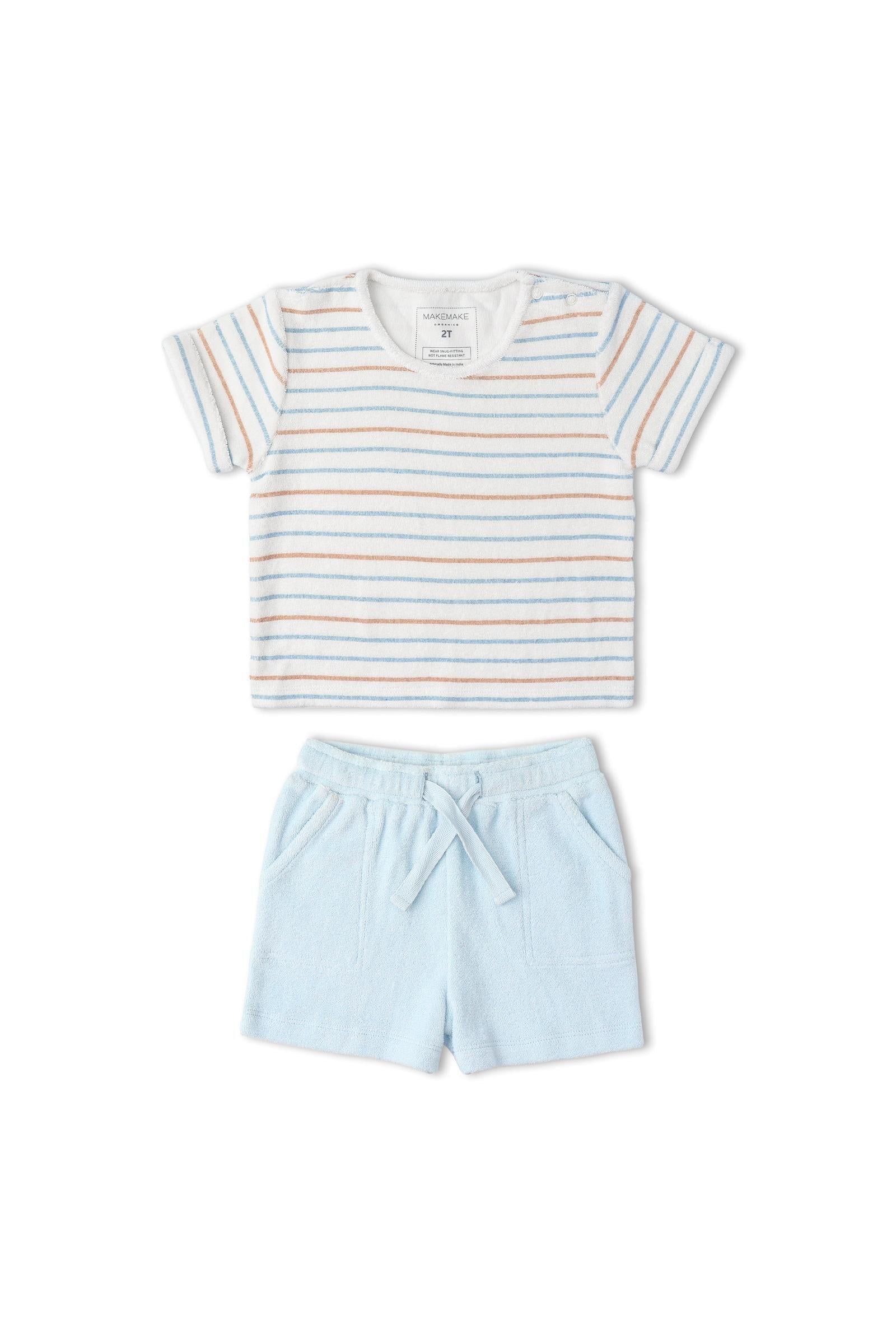 Organic Terry Tee & Shorts Set - Cabana Stripes