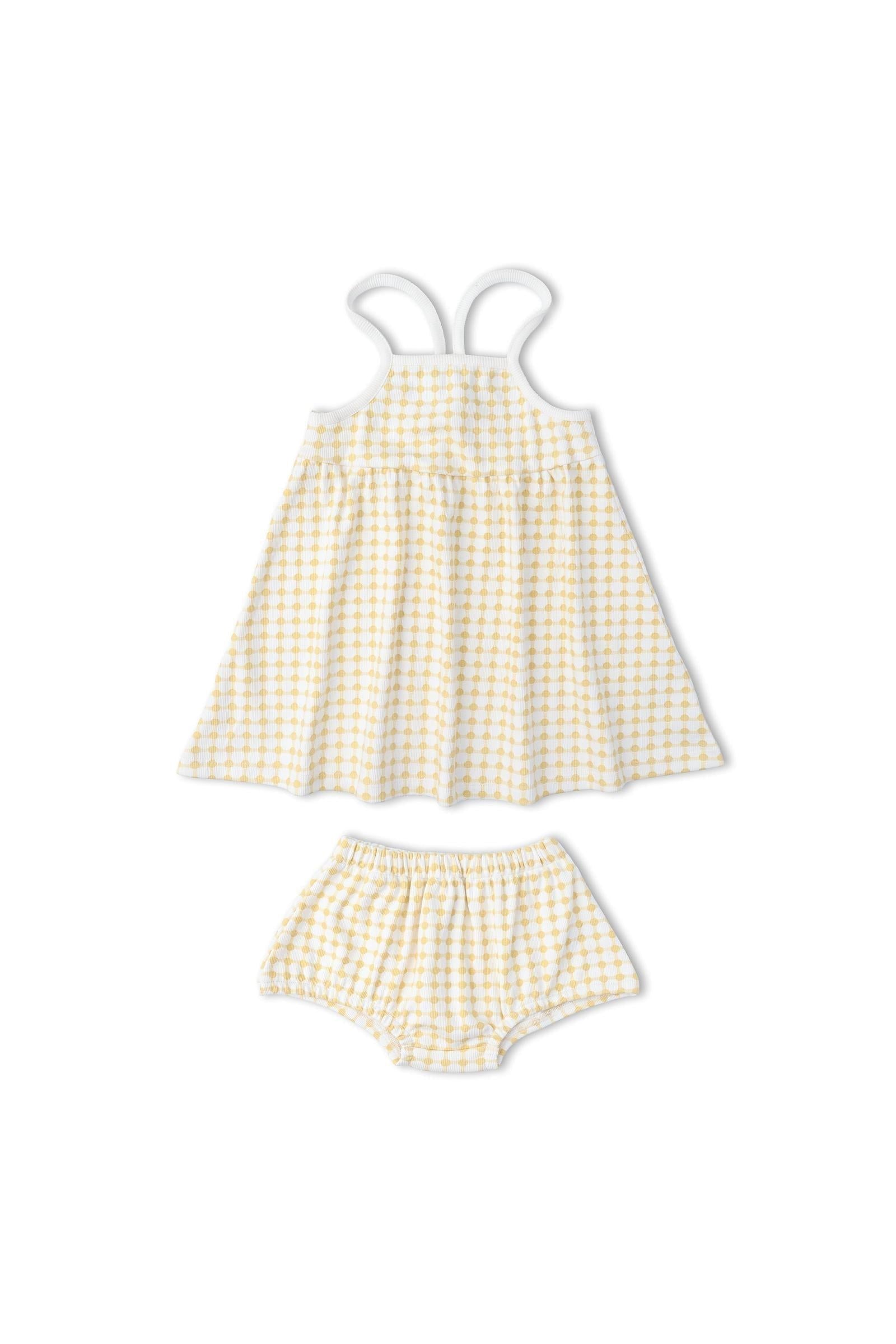 Organic Tie-Back Strap Dress - Dotty Gingham