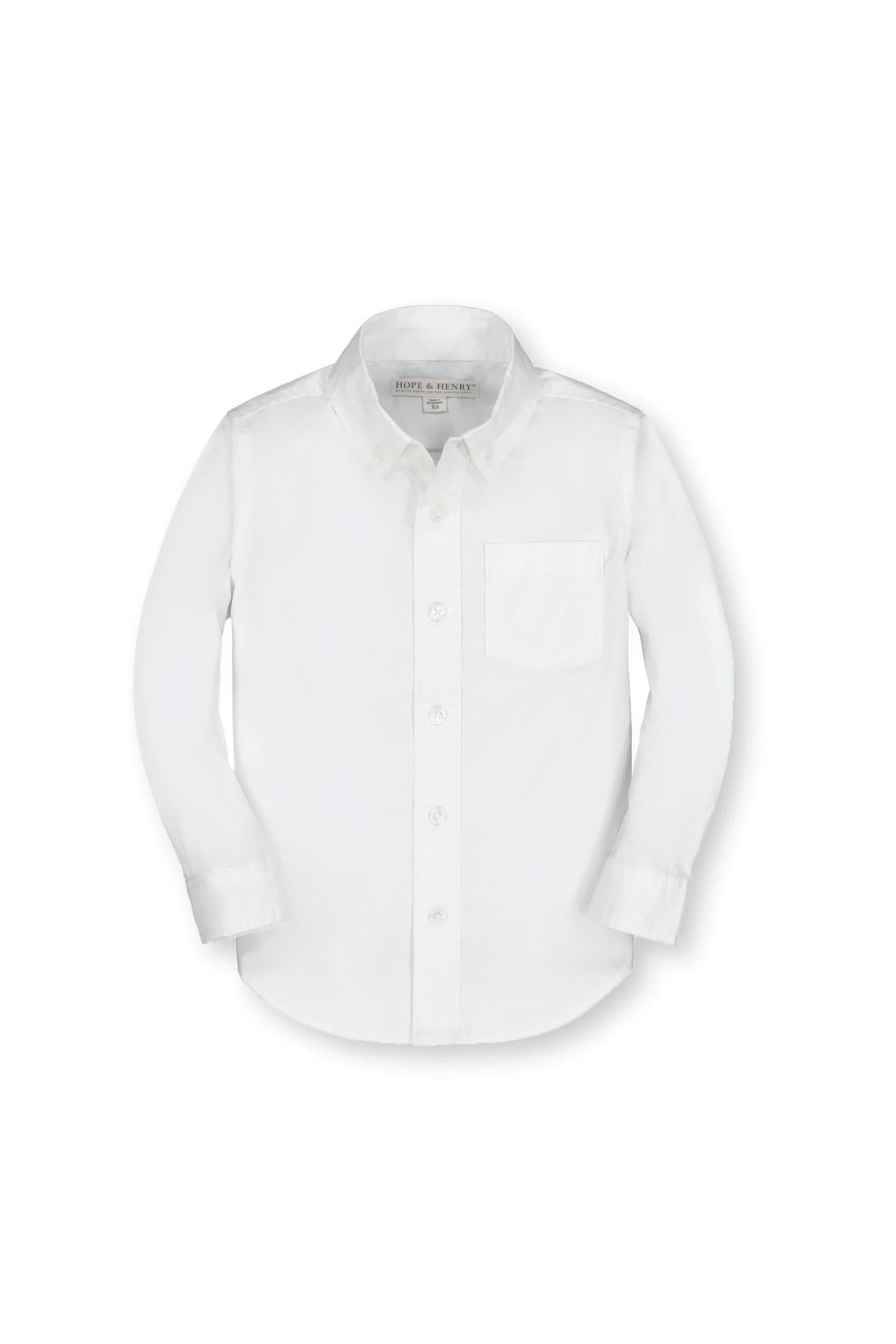 Stretch Poplin Organic Cotton Button Down Shirt, White, Toddler & Kids