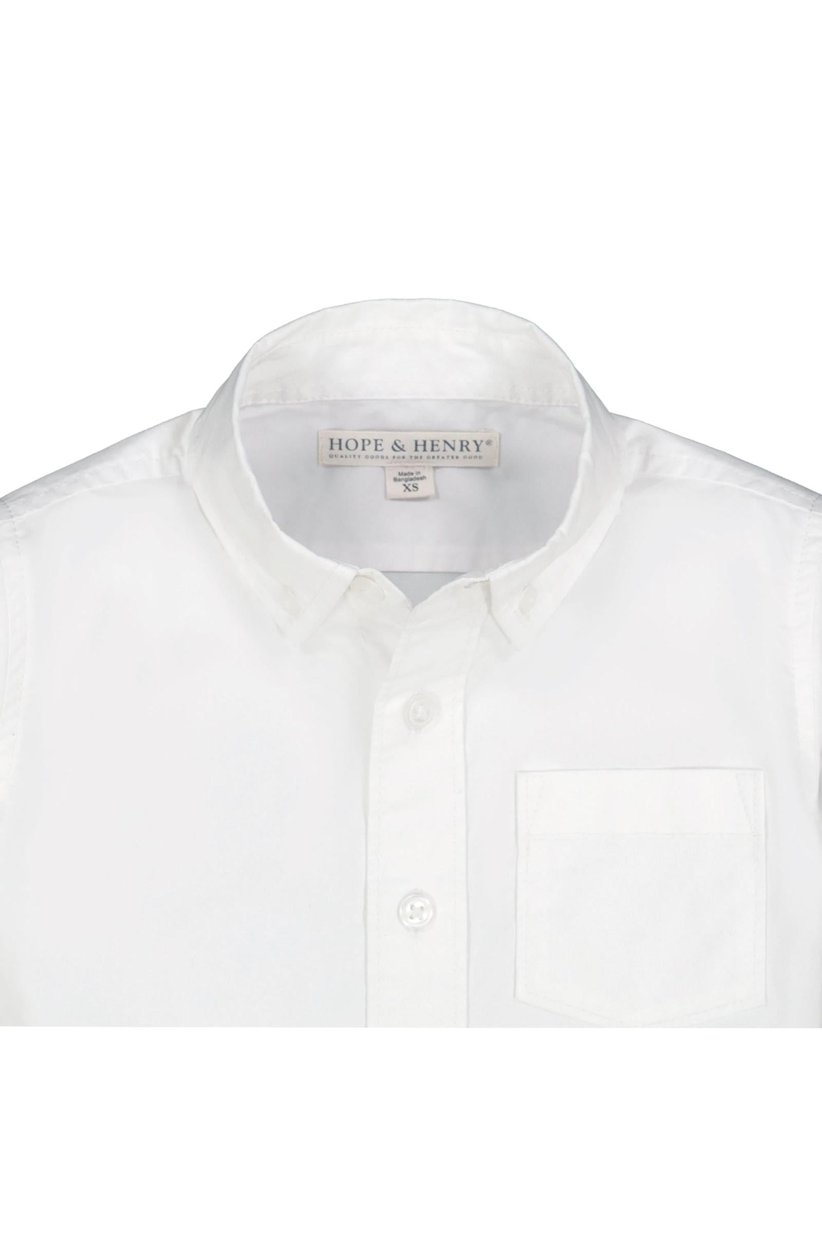 Stretch Poplin Organic Cotton Button Down Shirt, White, Toddler & Kids