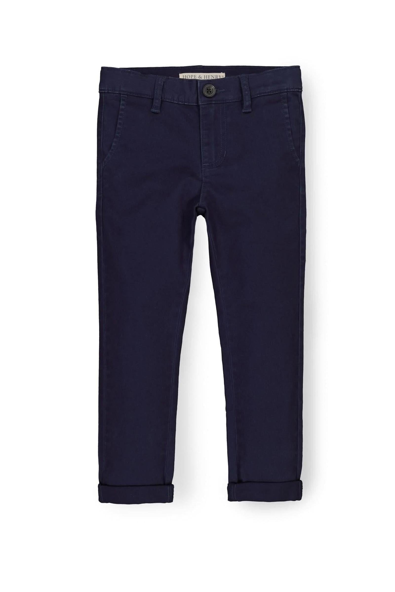 Indigo Skinny Stretch Organic Cotton Twill Chino for Baby Boys, Navy, Baby