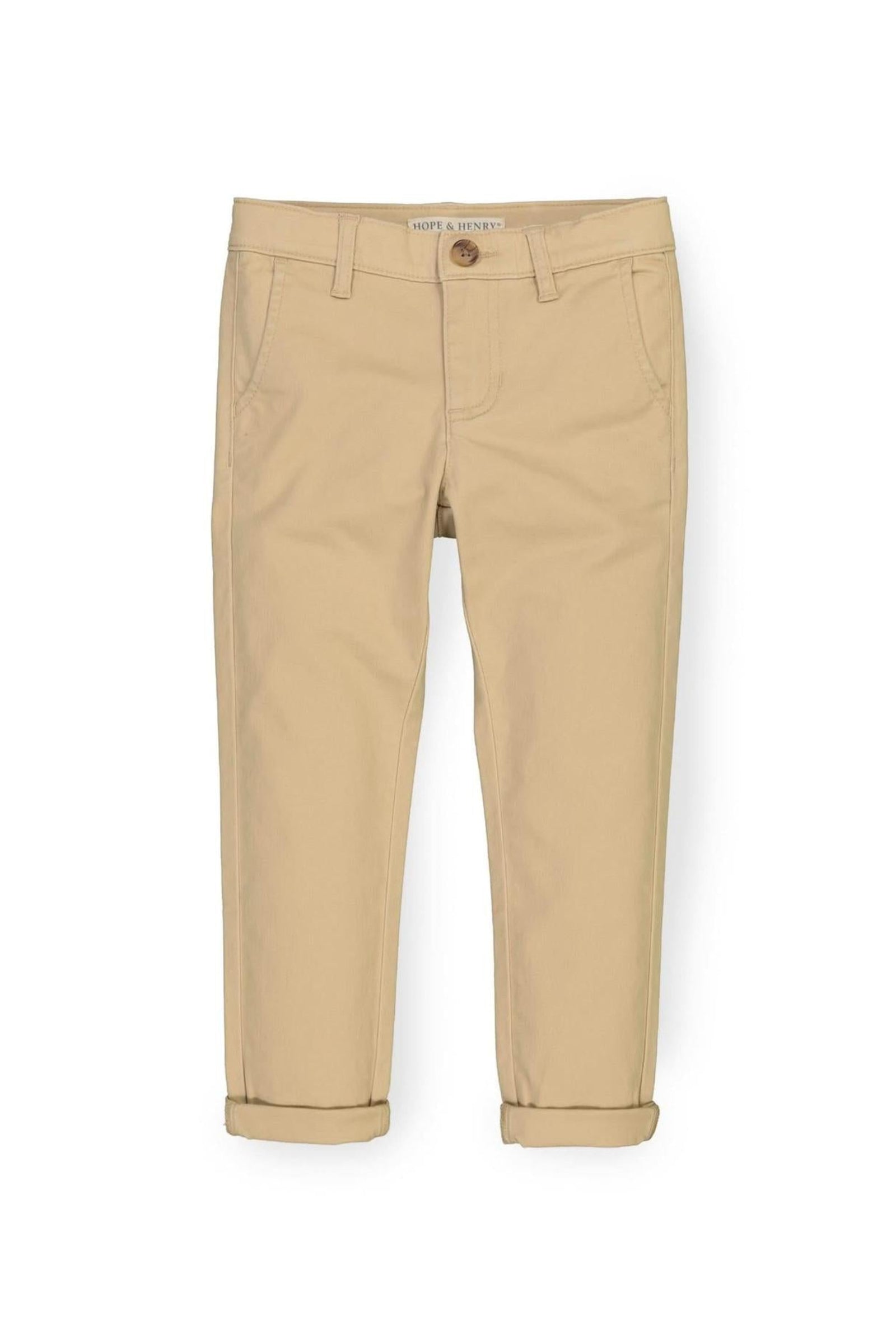 Organic Cotton Skinny Stretch Chino for Boys, Khaki, Sizes 2-16