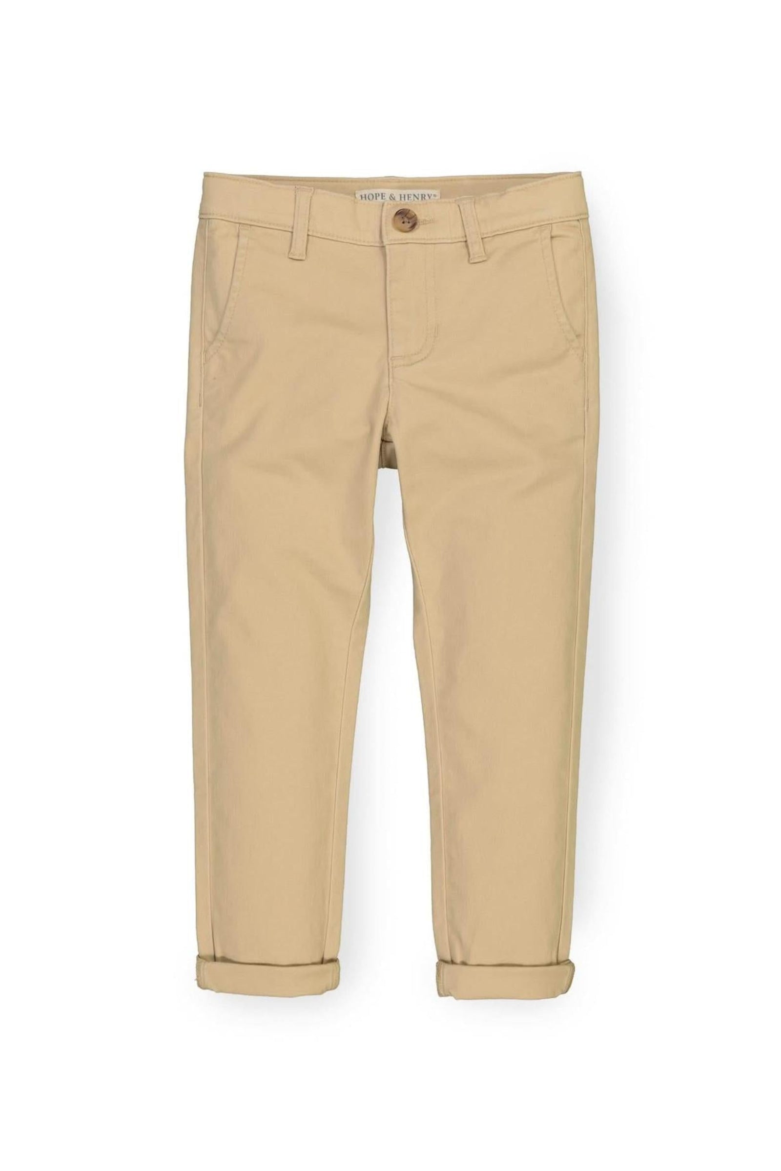 Khaki Skinny Stretch Organic Cotton Twill Chino for Baby Boys, Baby