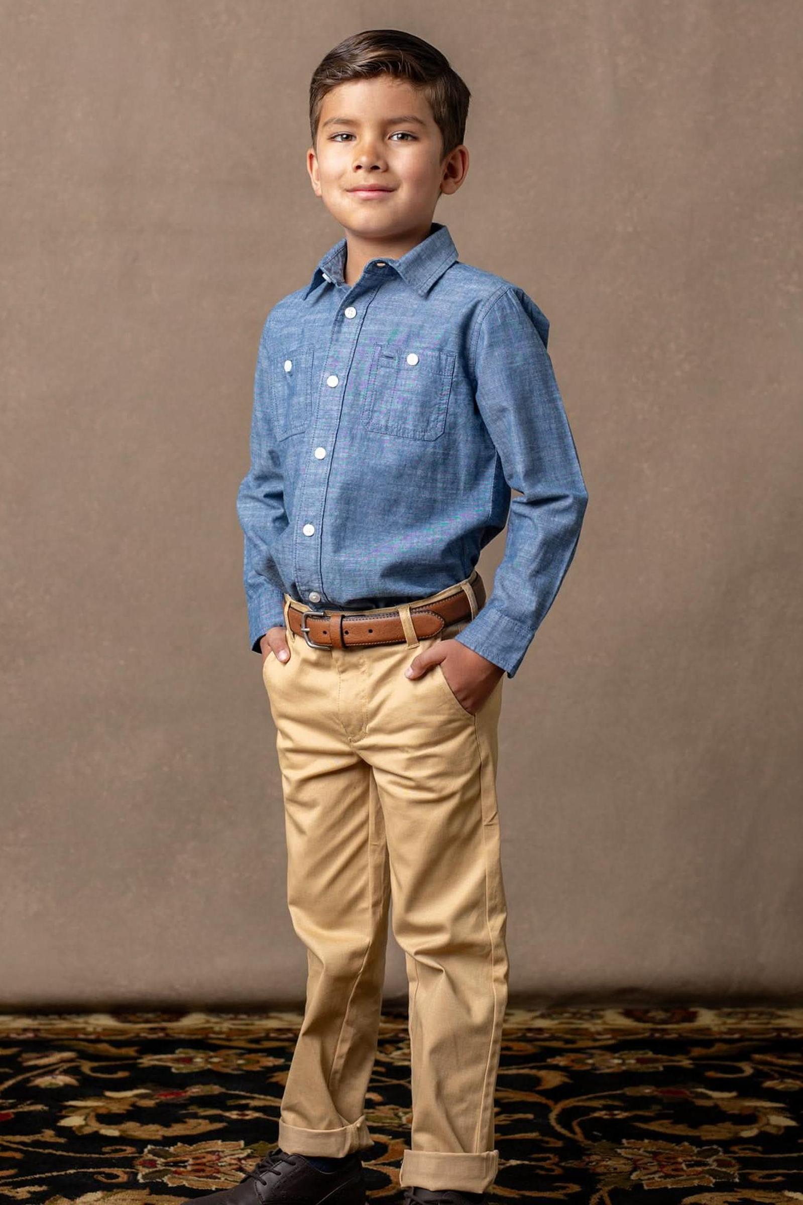 Organic Cotton Skinny Stretch Chino for Boys, Khaki, Sizes 2-16