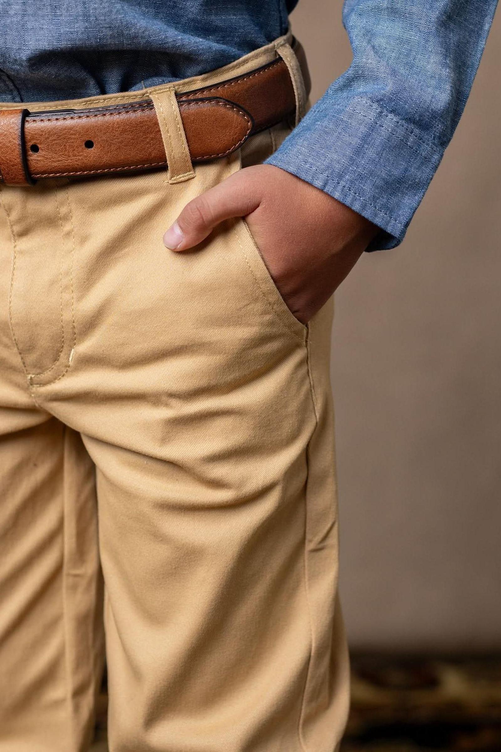 Organic Cotton Skinny Stretch Chino for Boys, Khaki, Sizes 2-16