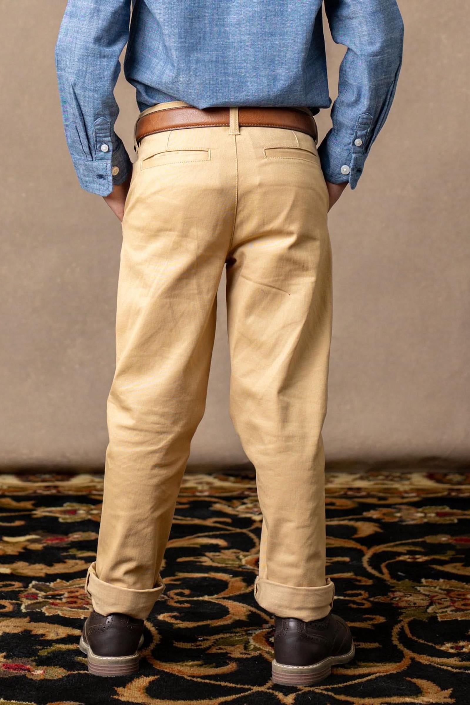 Organic Cotton Skinny Stretch Chino for Boys, Khaki, Sizes 2-16