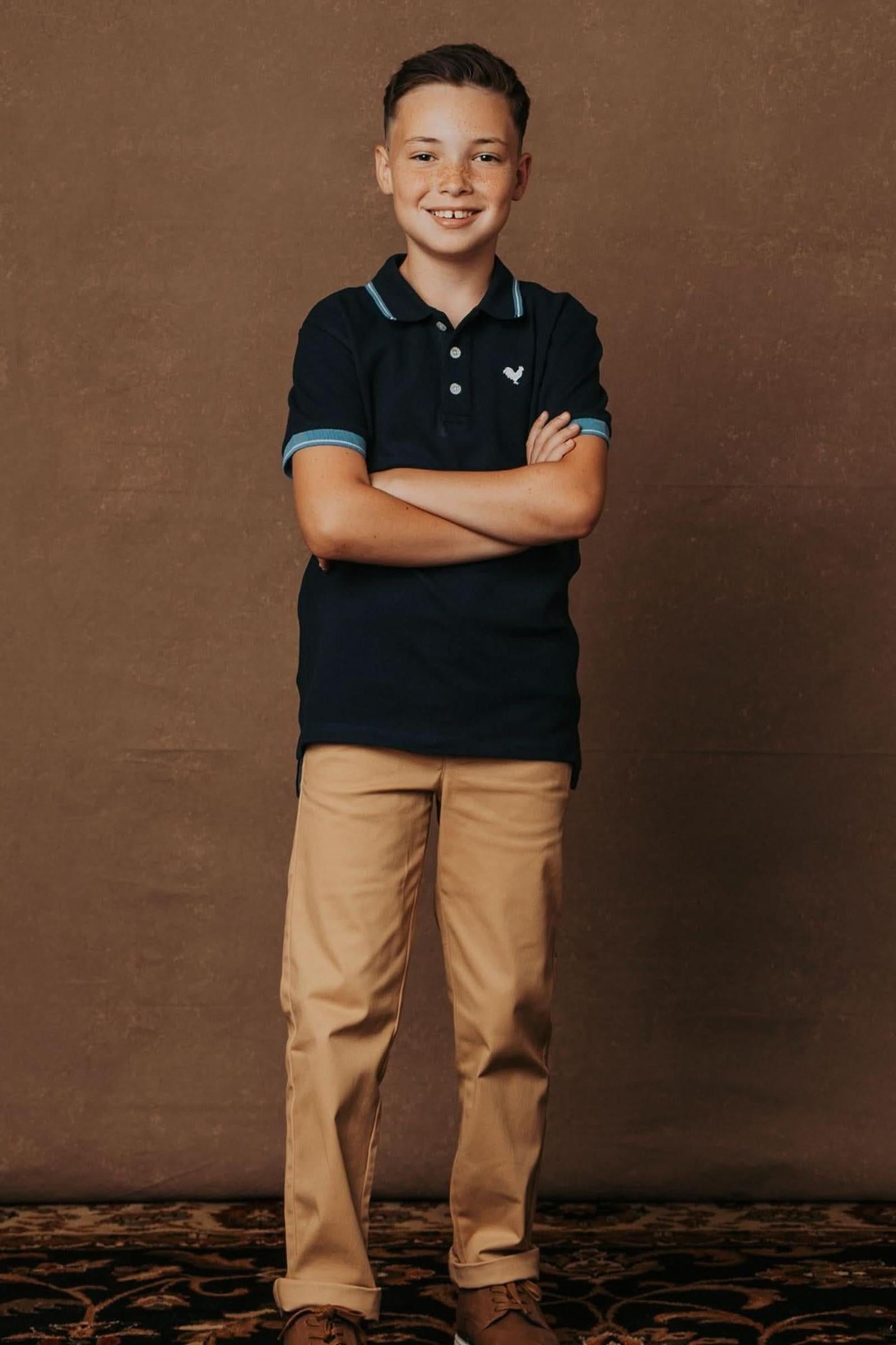 Organic Cotton Skinny Stretch Chino for Boys, Khaki, Sizes 2-16