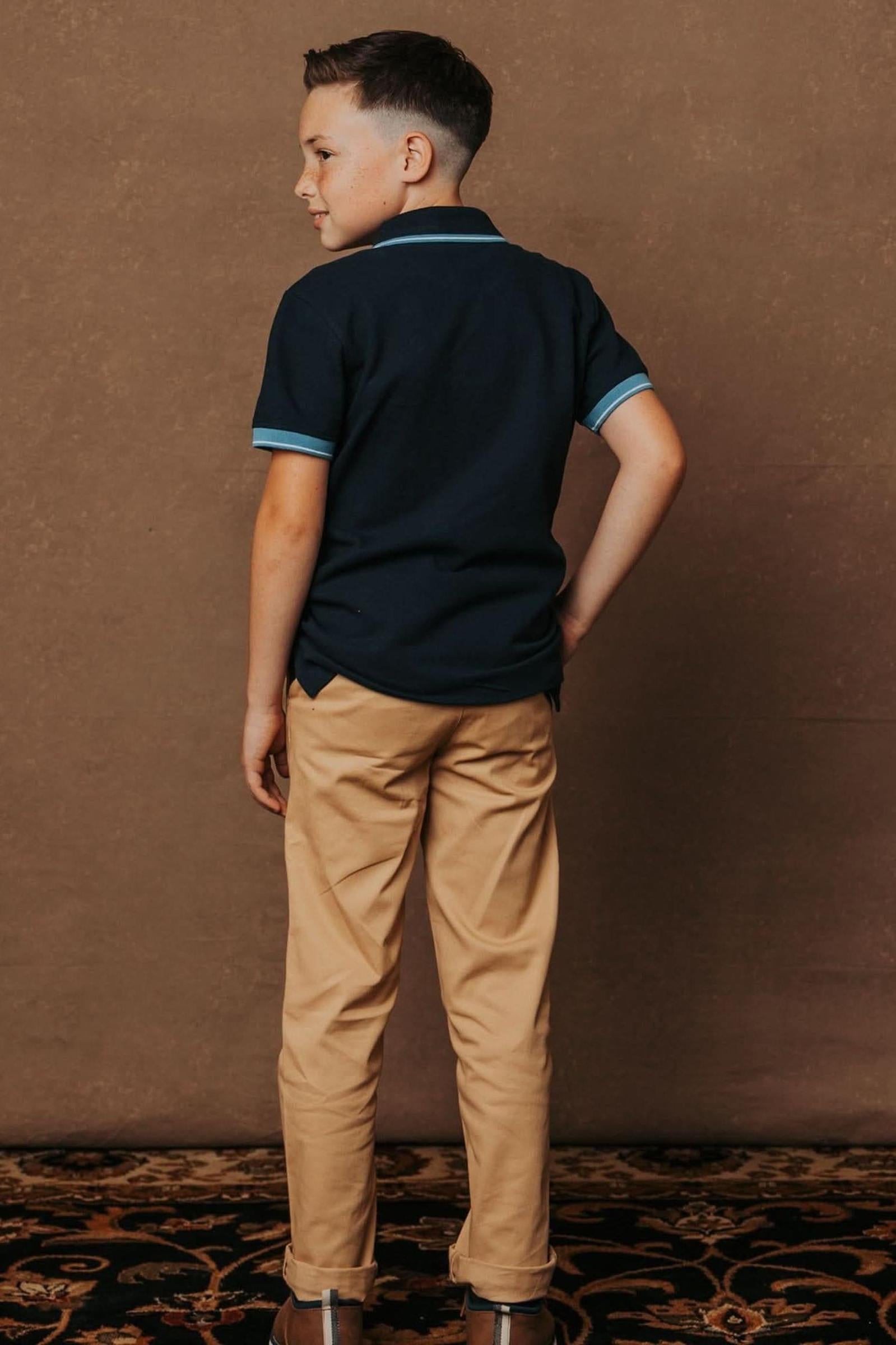Khaki Skinny Stretch Organic Cotton Twill Chino for Baby Boys, Baby