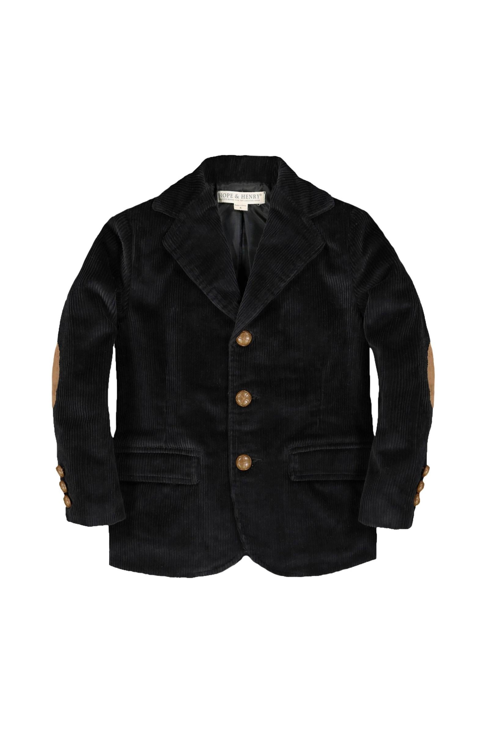 Organic Cotton Corduroy Blazer with Elbow Patches, Black, Baby, Family Matching Outfits