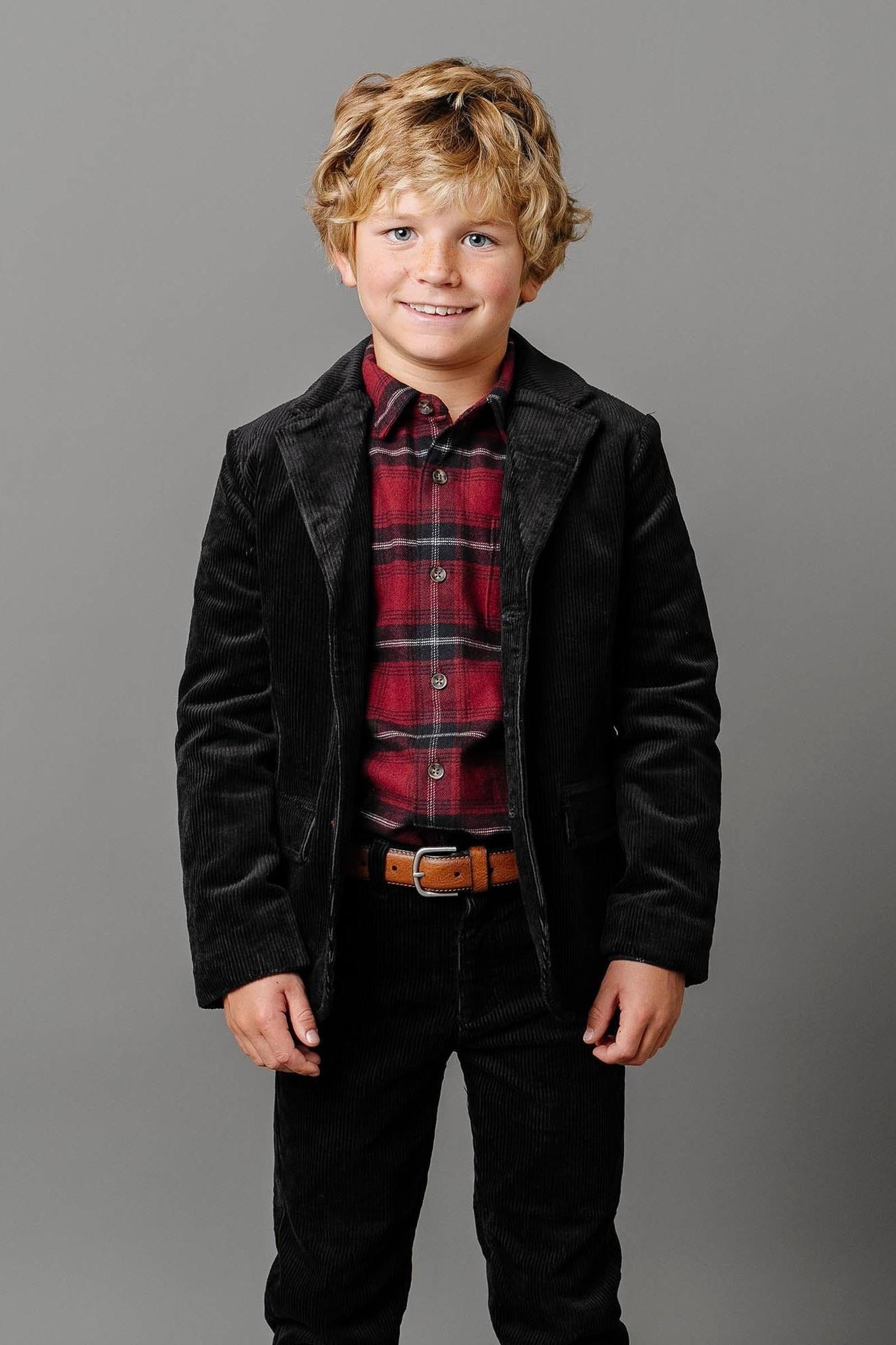 Organic Cotton Corduroy Blazer with Elbow Patches, Black, Baby, Family Matching Outfits