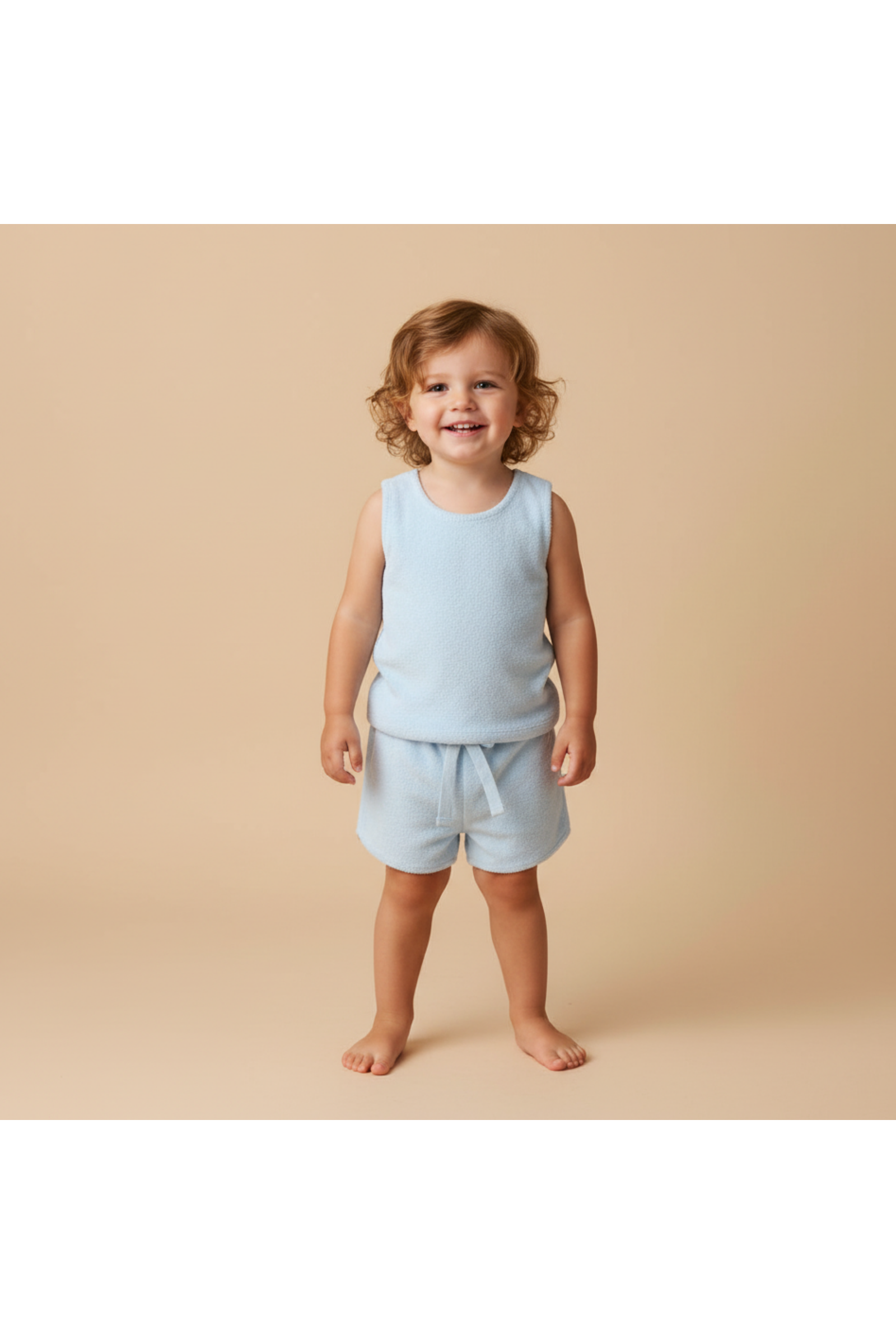 Organic Sleeveless Tee & Shorts Set - Light Blue