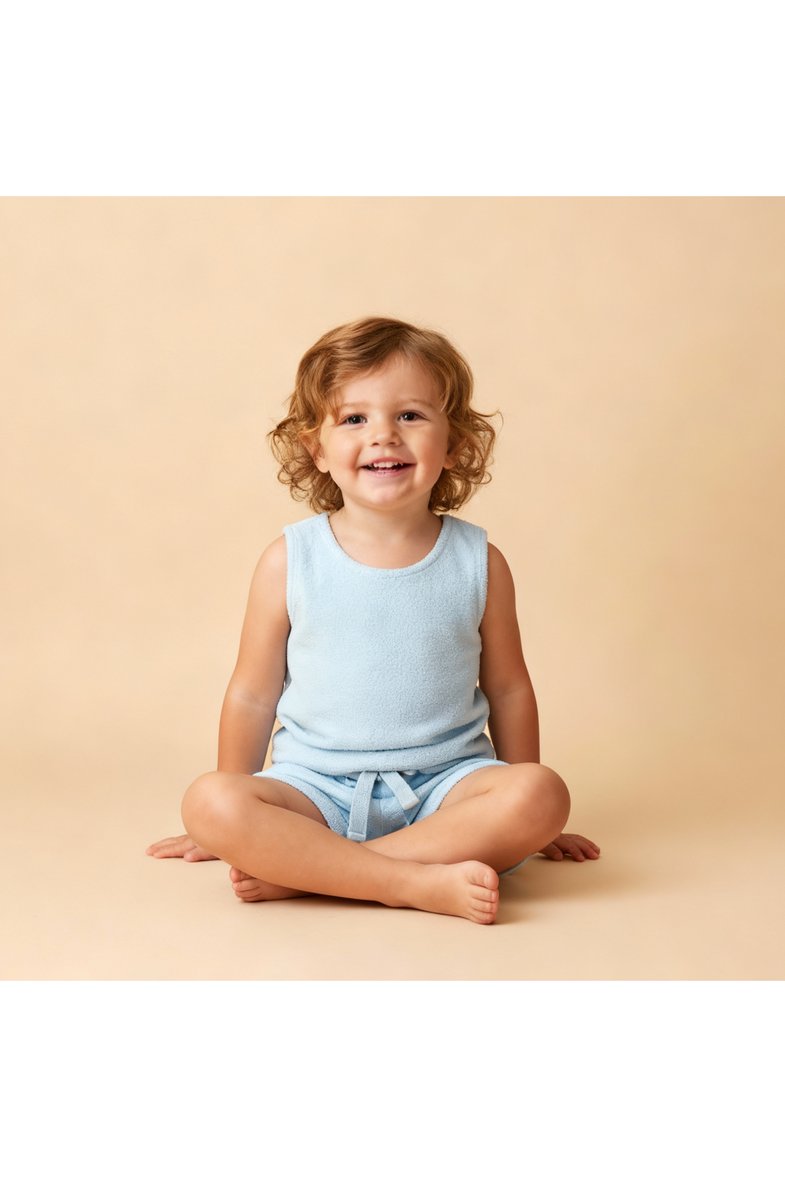 Organic Sleeveless Tee & Shorts Set - Light Blue
