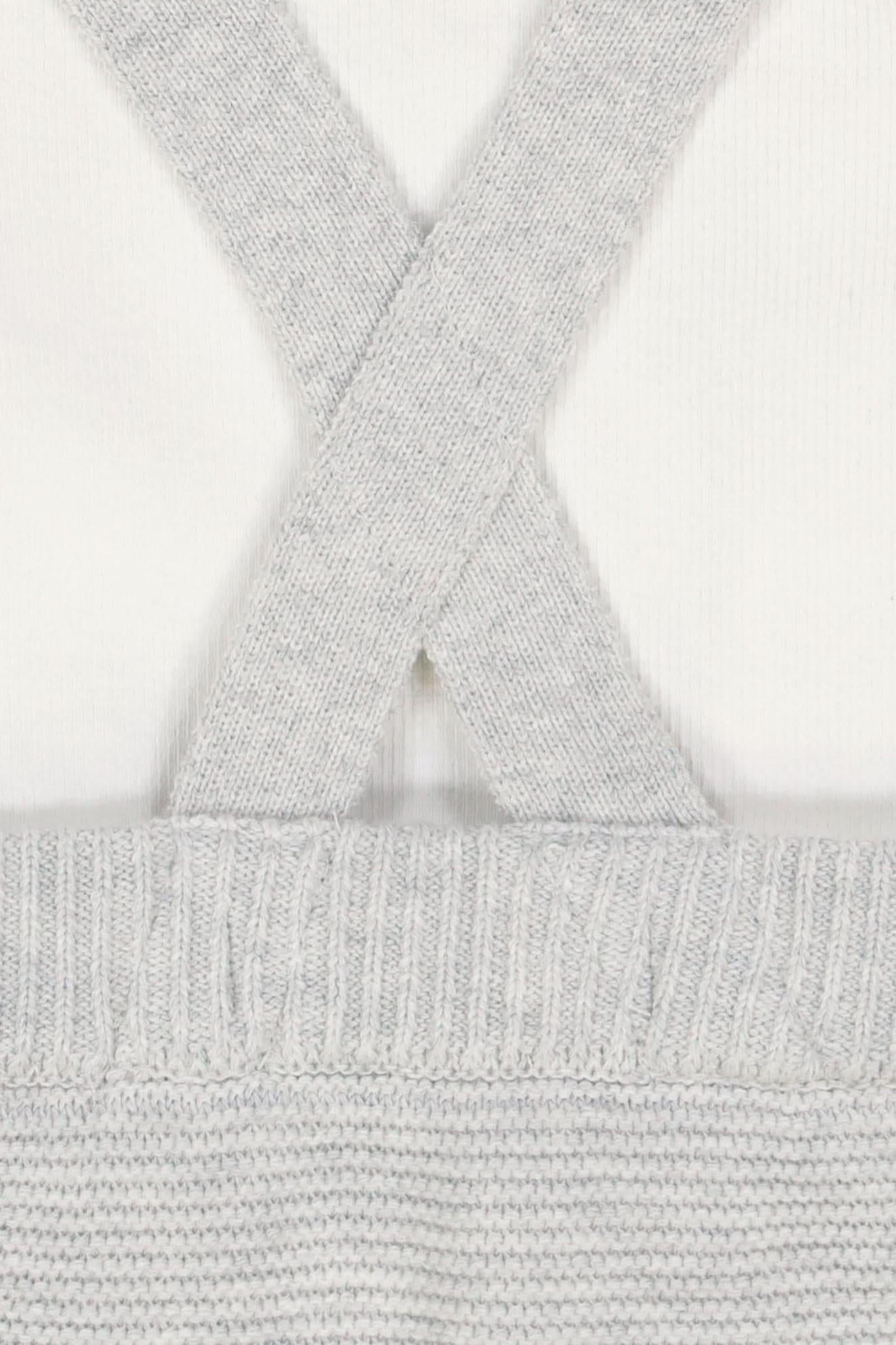 Baby Organic Cotton Knit Bodysuit and Sweater Overall Set, Soft White and Light Gray Heather