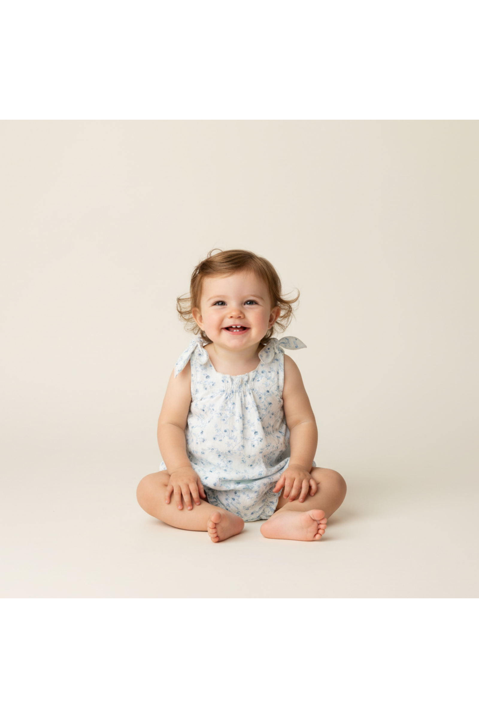 Organic Tie Shoulder Bubble Romper - Ivy Floral
