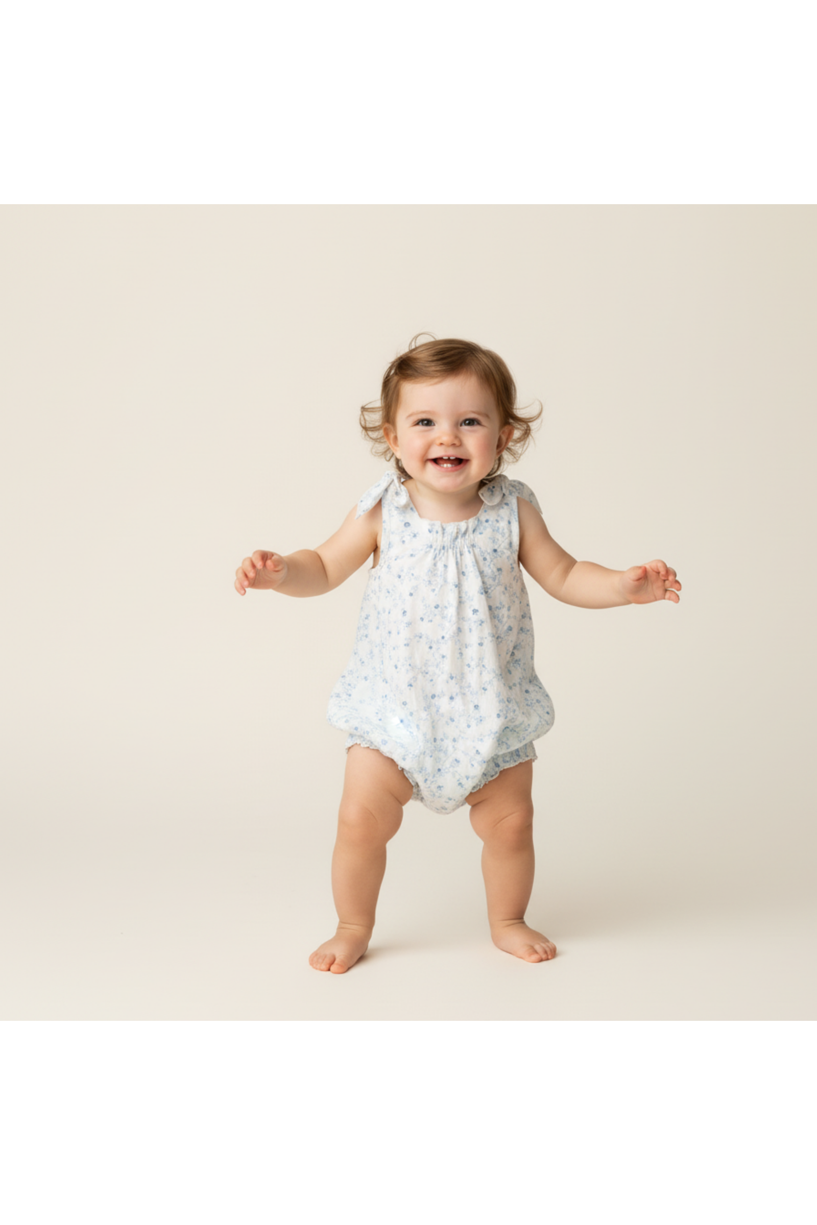 Organic Tie Shoulder Bubble Romper - Ivy Floral