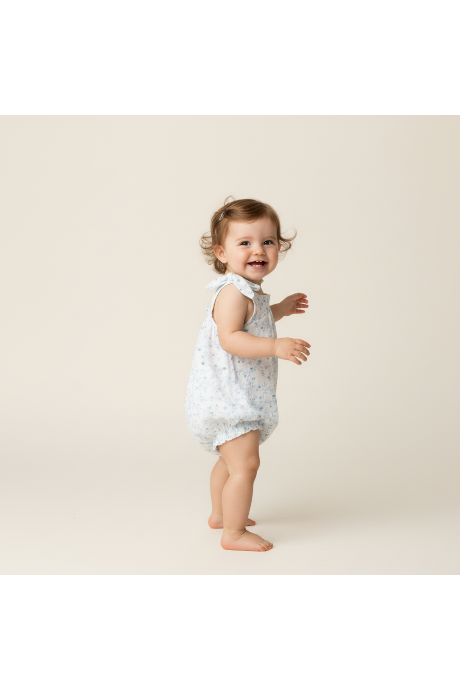 Organic Tie Shoulder Bubble Romper - Ivy Floral