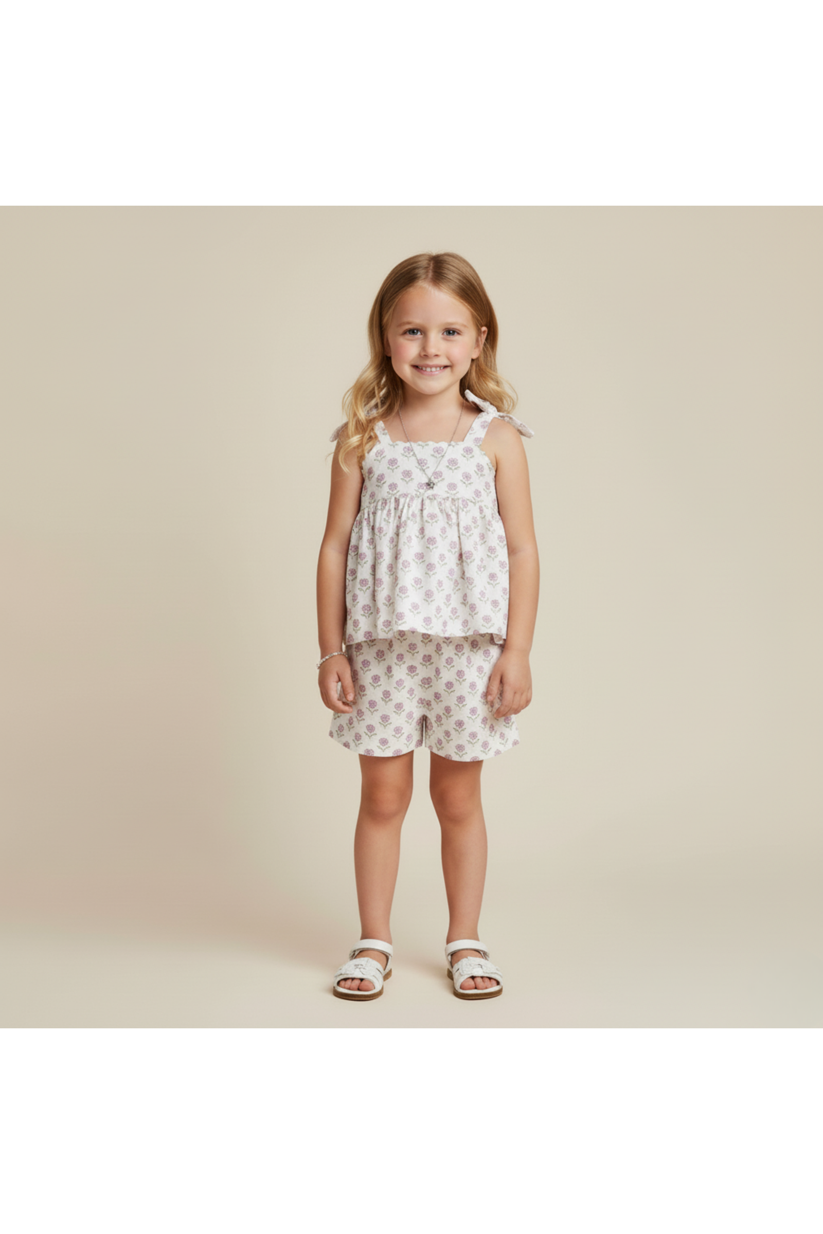 Organic Tie Up Top & Shorts Set - Lavender