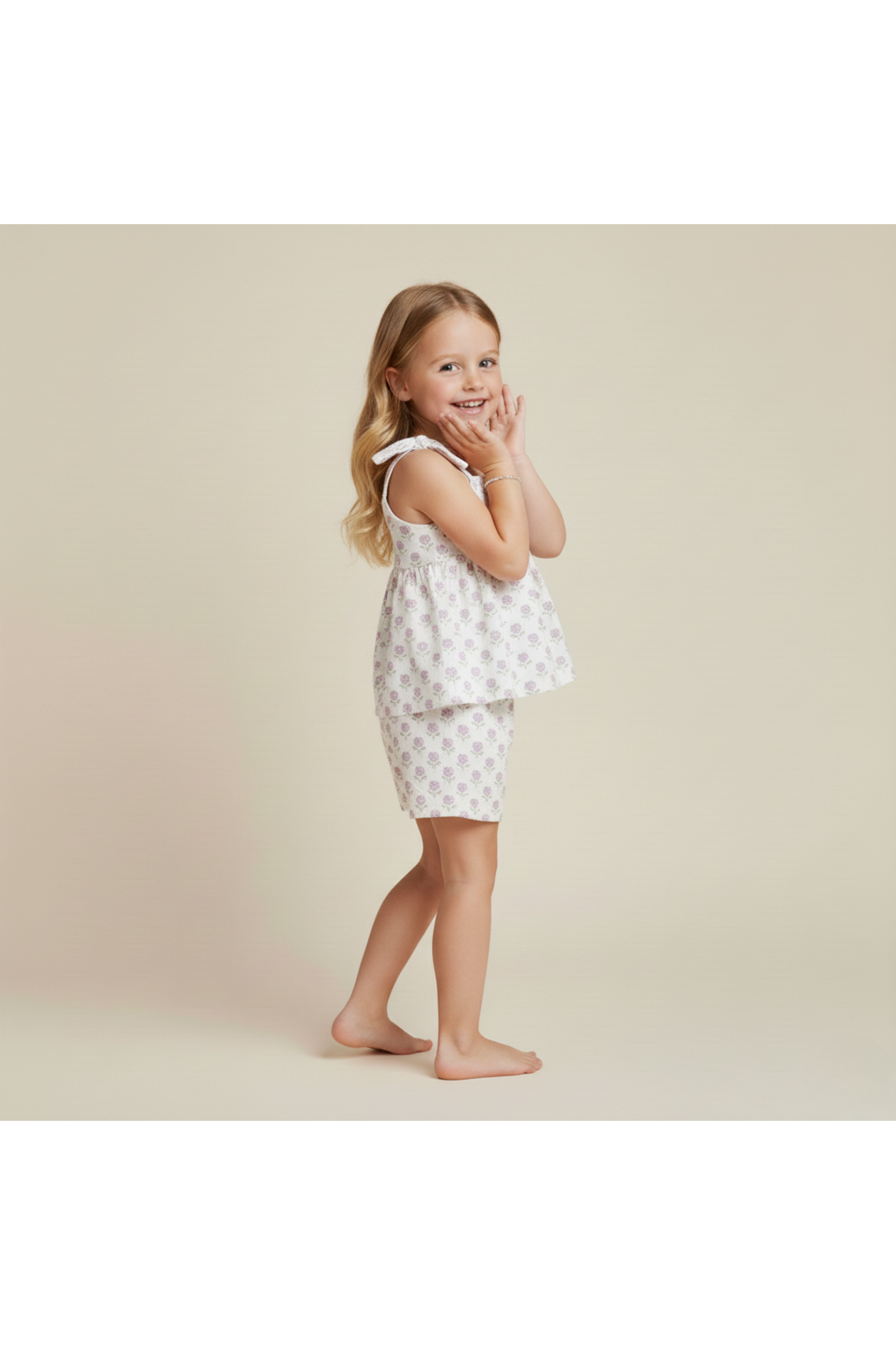 Organic Tie Up Top & Shorts Set - Lavender