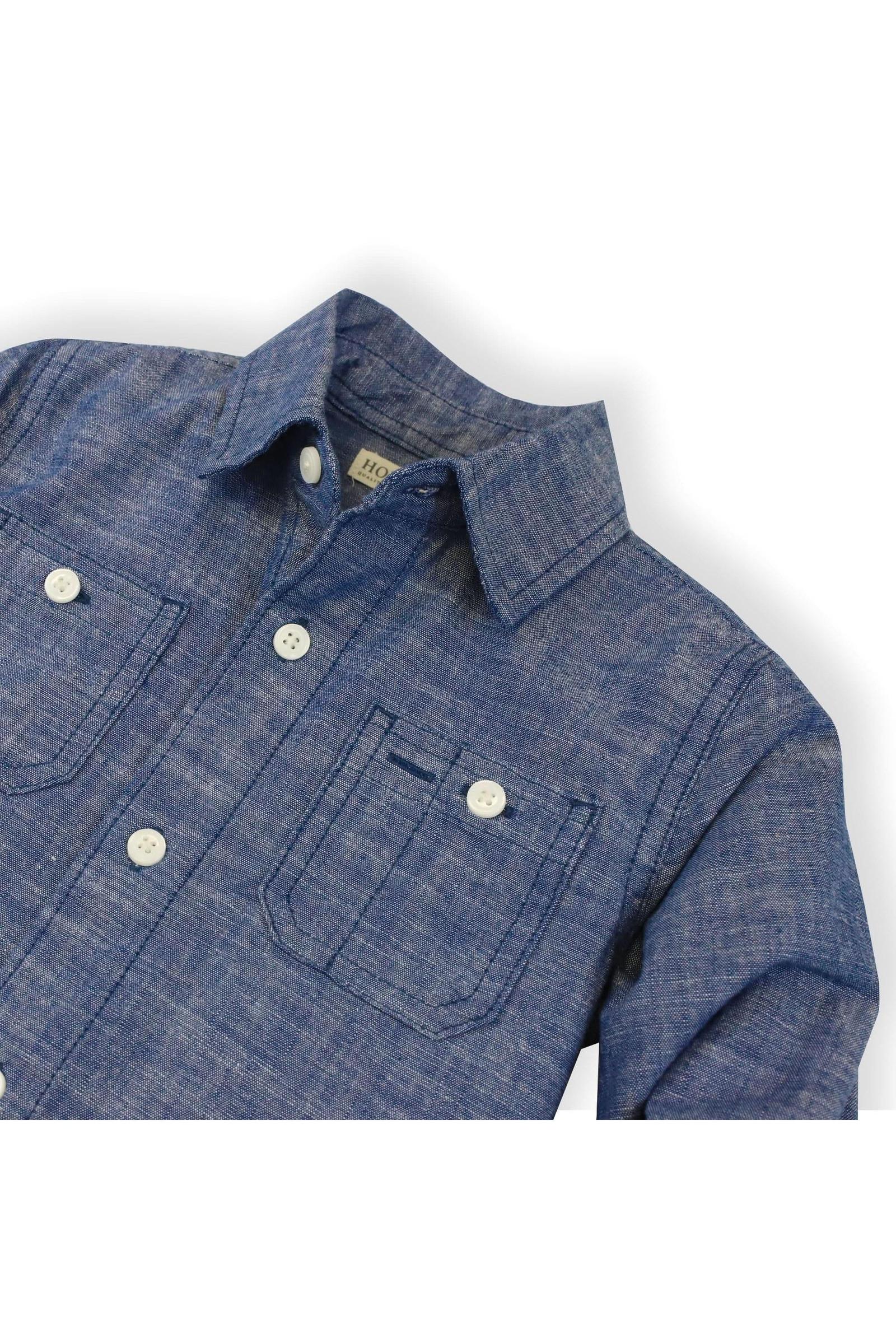 Organic Cotton Button Down Shirt for Boys, Blue, Sizes 2-16