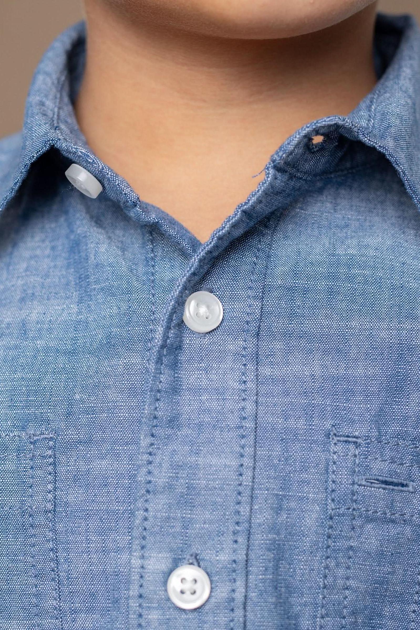 Organic Cotton Button Down Shirt for Boys, Blue, Sizes 2-16