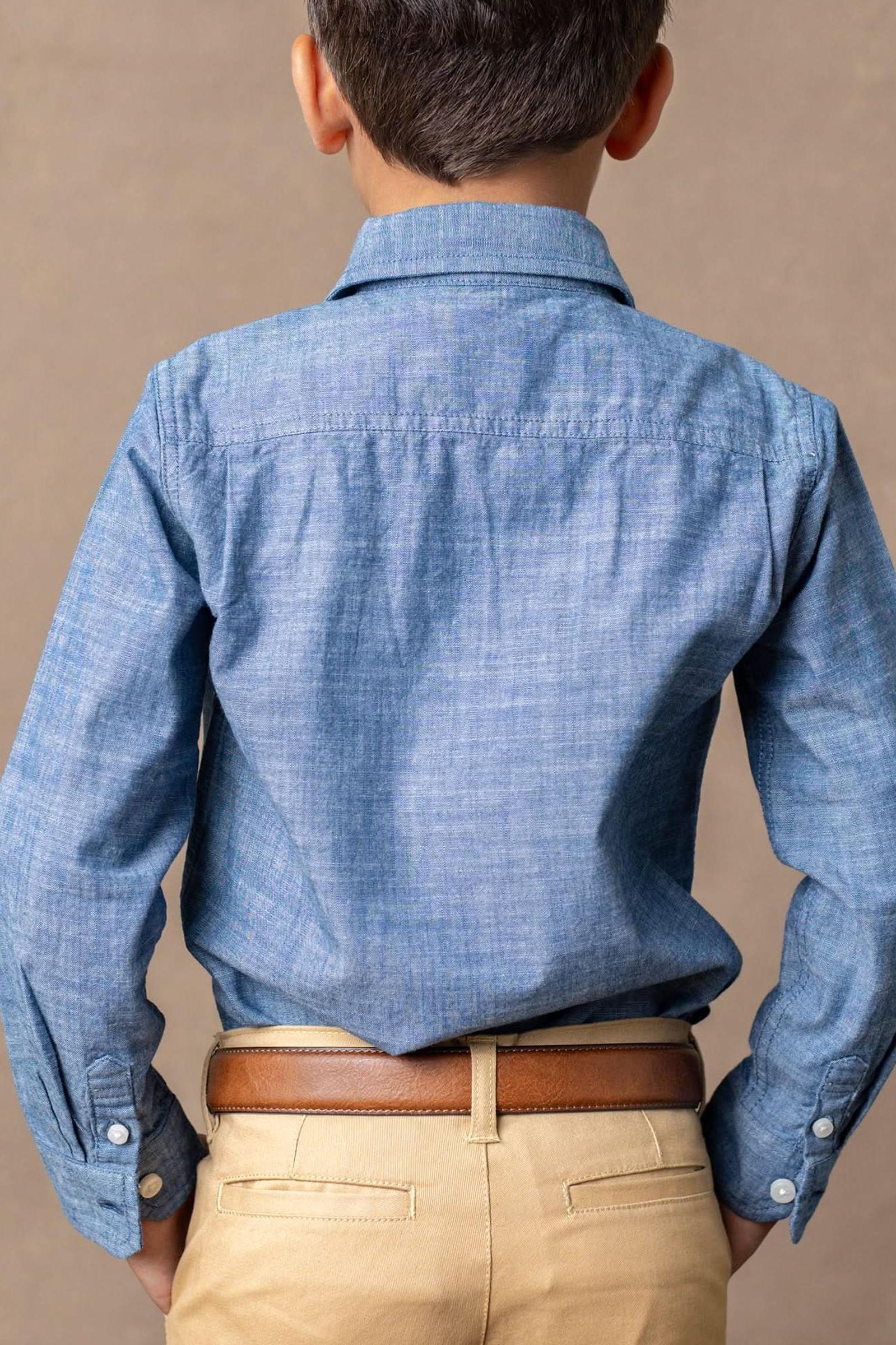 Organic Cotton Button Down Shirt for Boys, Blue, Sizes 2-16