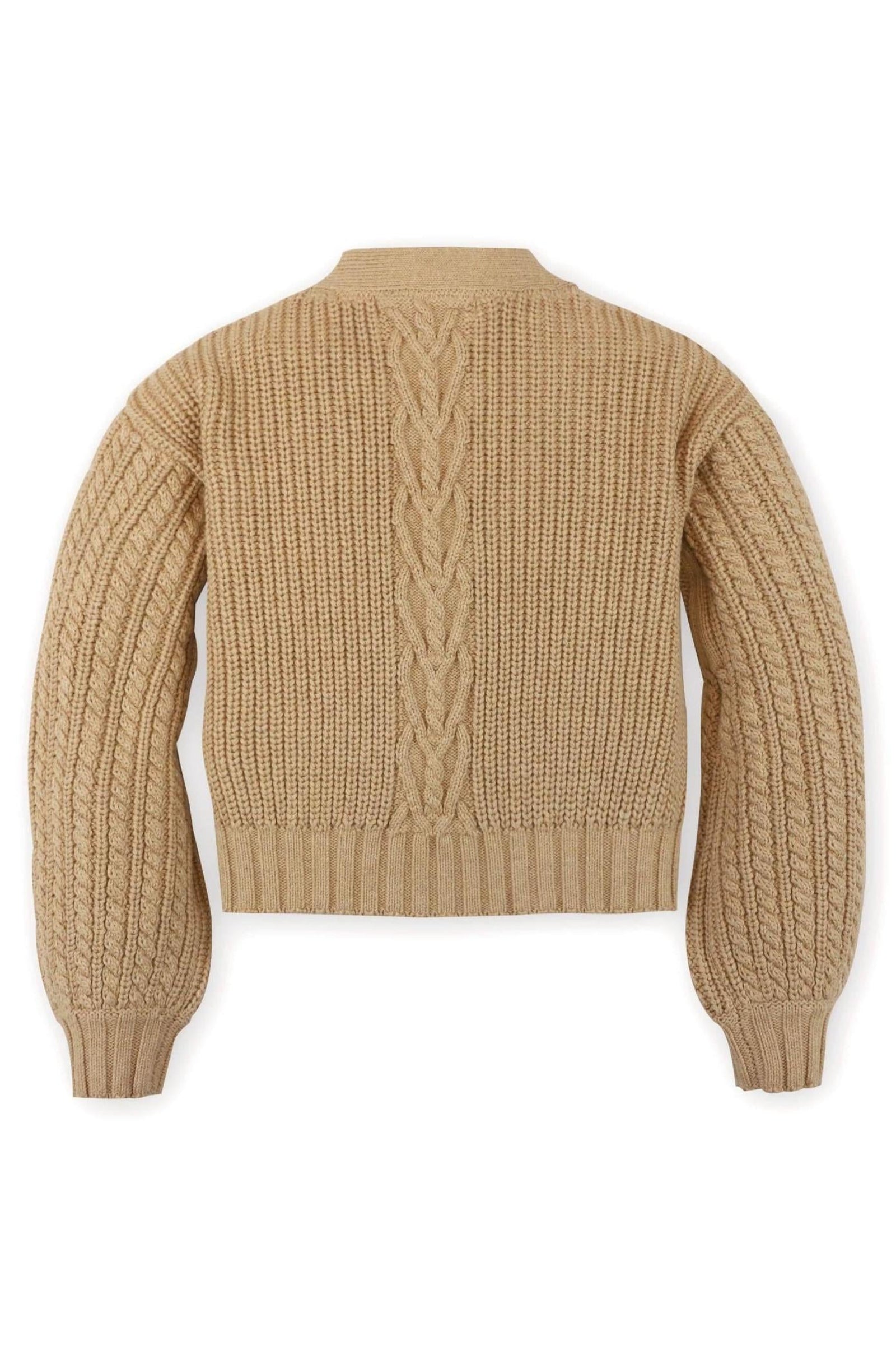 Organic Cotton Chunky Cable Cardigan for Babies, Camel