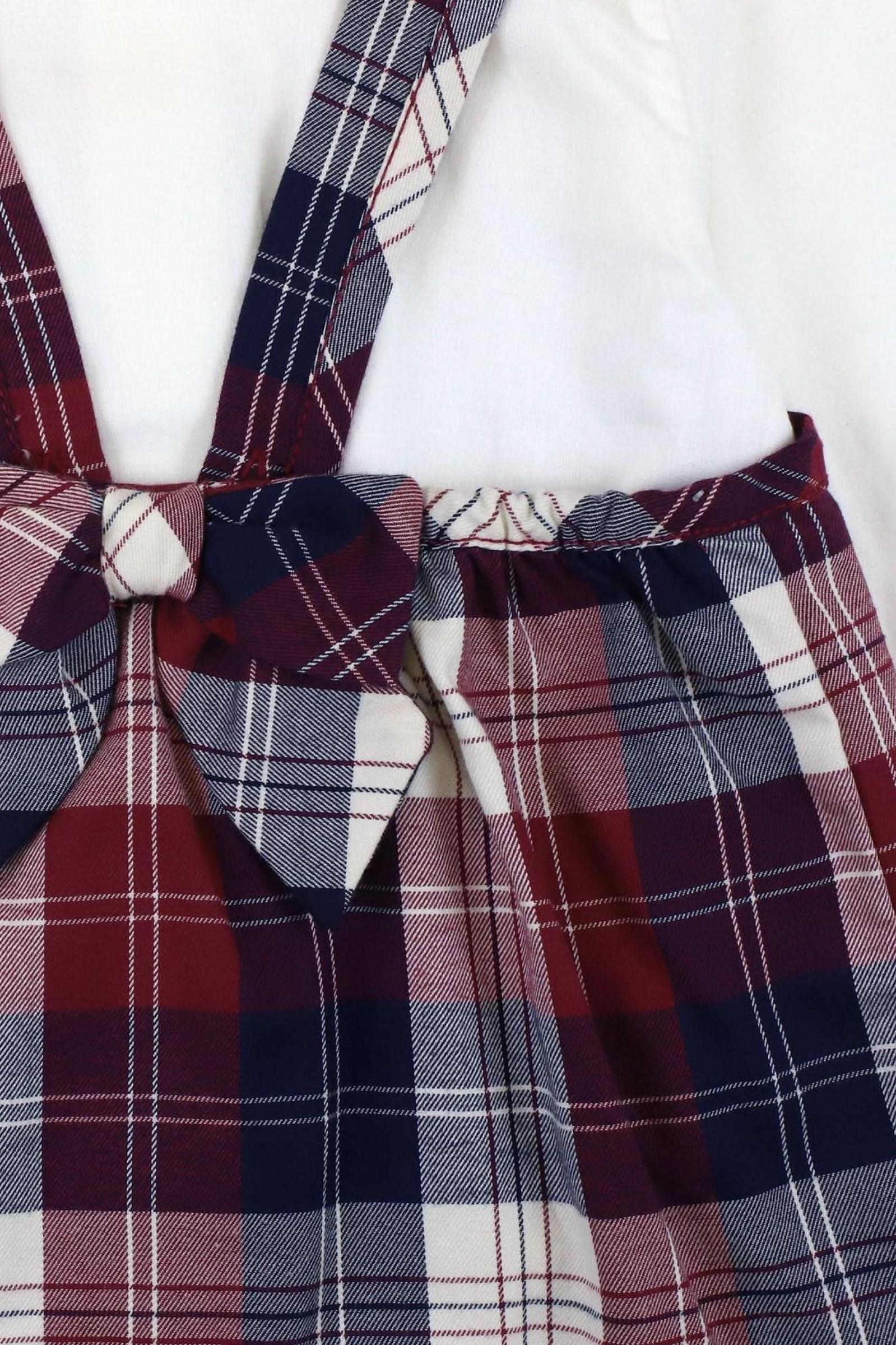 Organic Cotton Peter Pan Collar Bodysuit & Plaid Jumper Set for Girls, Berry Tartan, Baby