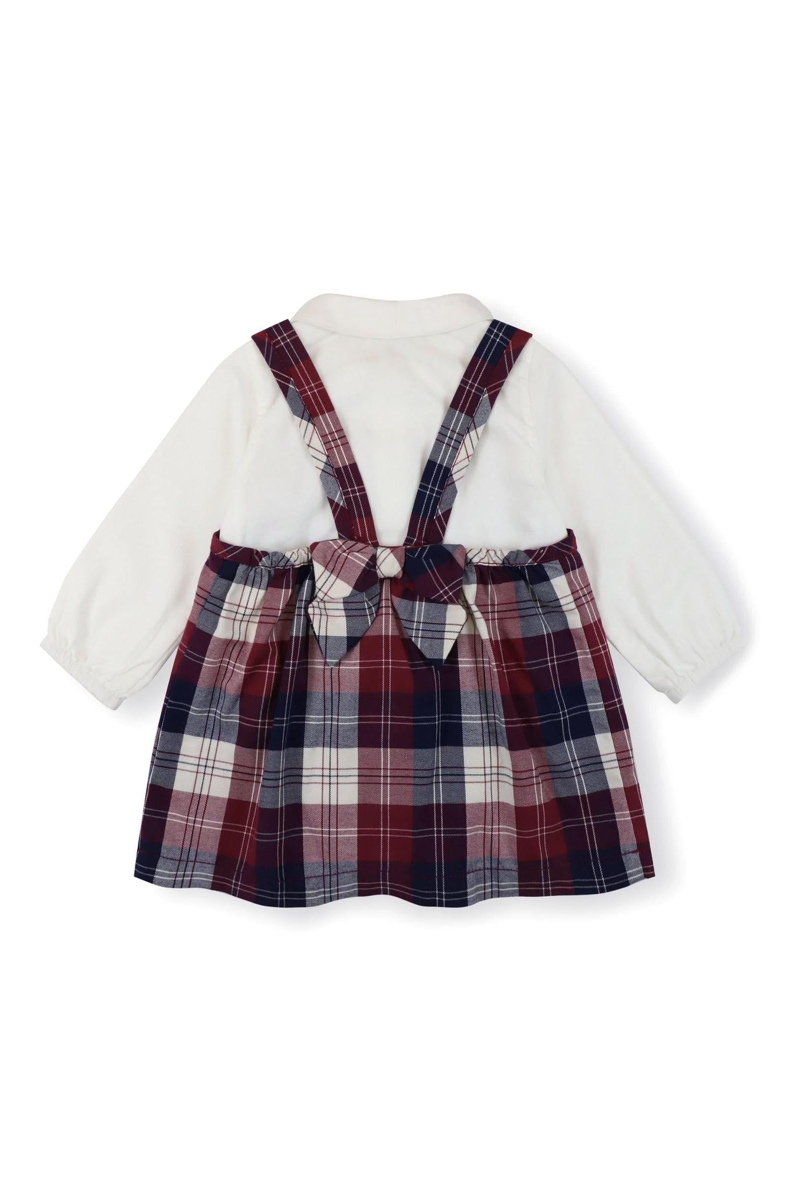 Organic Cotton Peter Pan Collar Bodysuit & Plaid Jumper Set for Girls, Berry Tartan, Baby