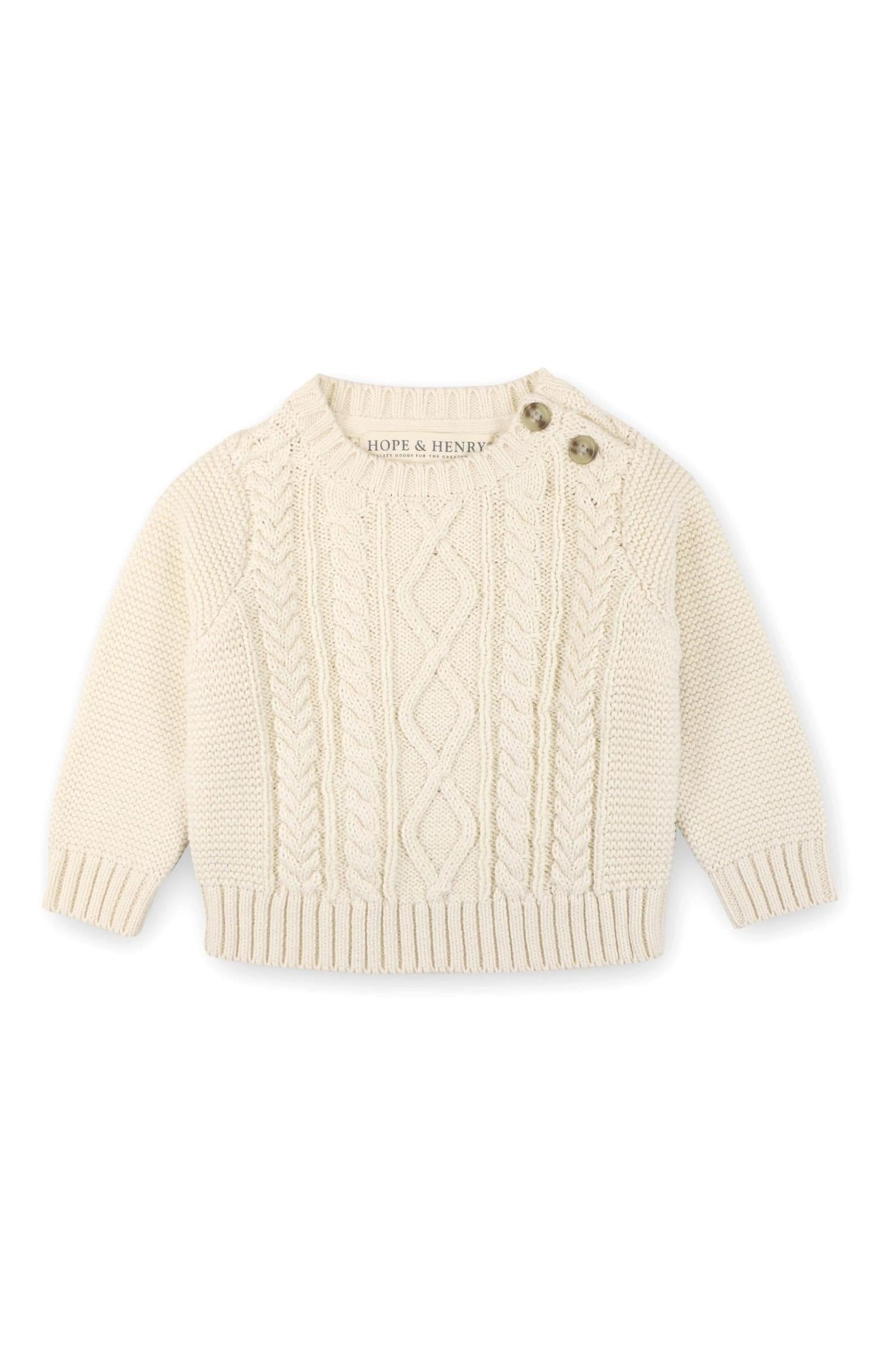 Organic Cotton Cable Sweater and Legging Set for Babies, Ivory, 0-24M