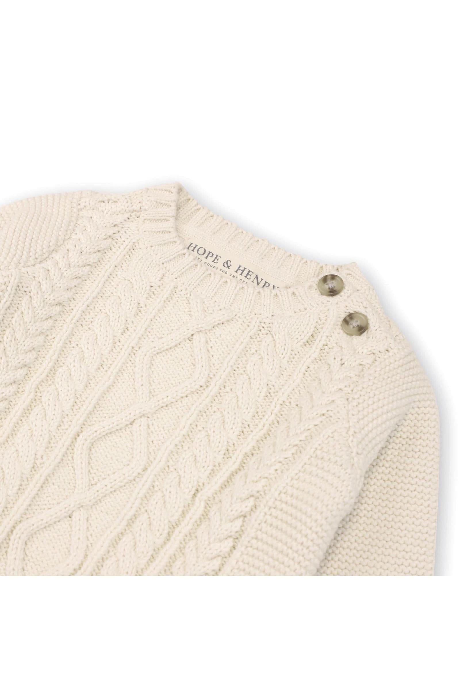 Organic Cotton Cable Sweater and Legging Set for Babies, Ivory, 0-24M