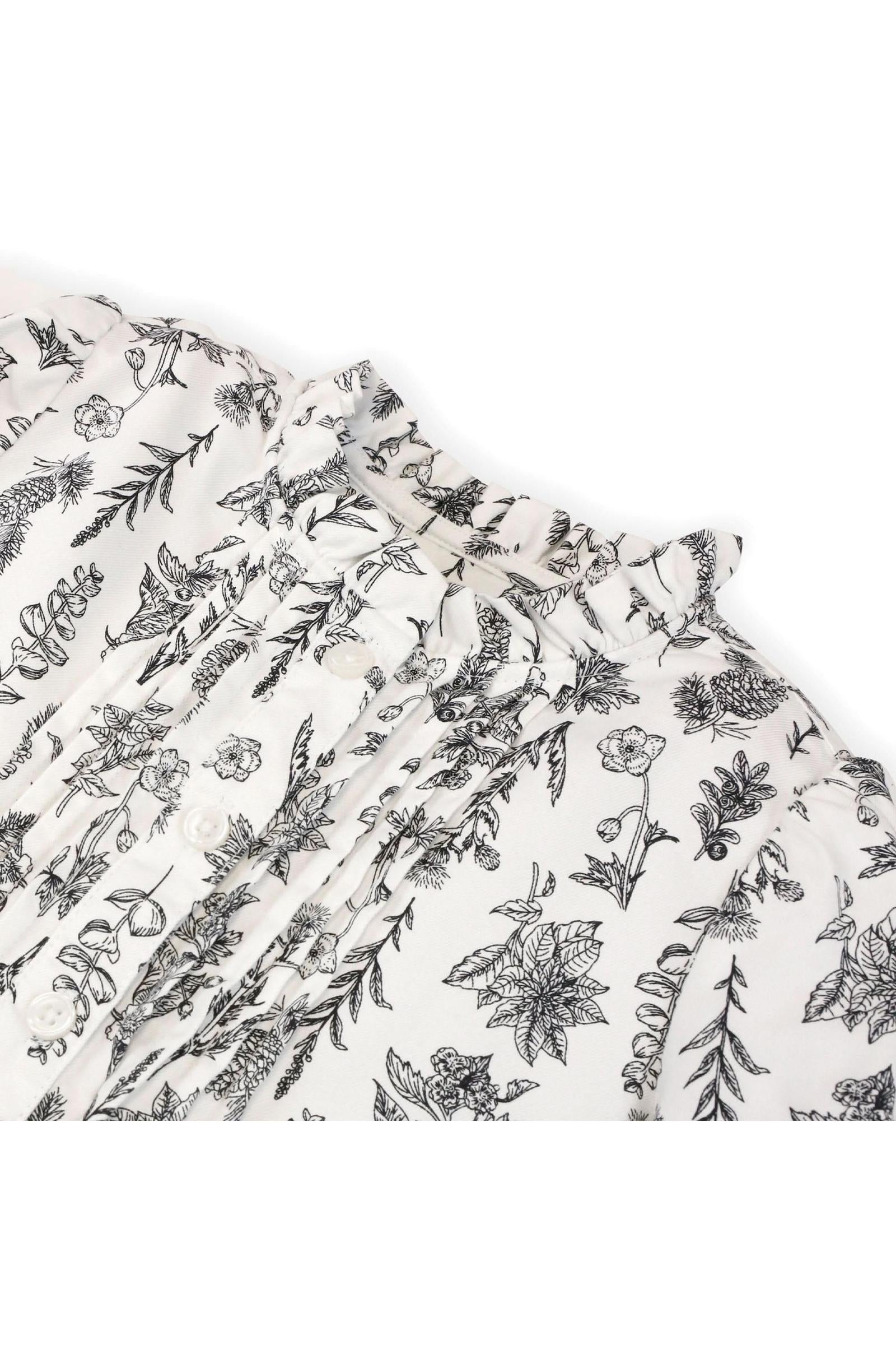 Organic Cotton Ruffle Collar Blouse with Pintuck Details, Black Winter Botanical, Baby