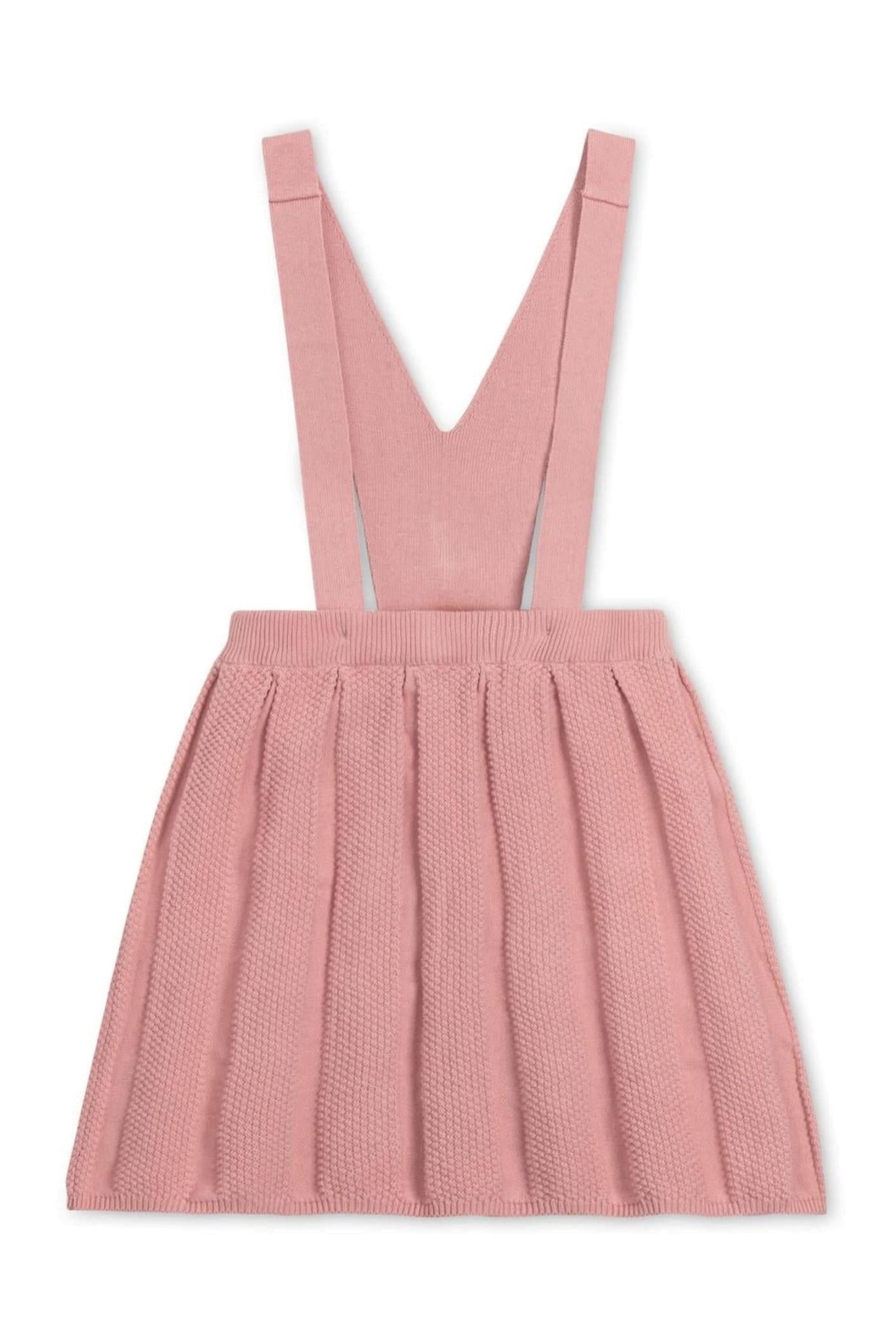 Girls Organic Cotton Overall Skirt, Pleated Knit Pinafore, Rose, Toddler & Kids