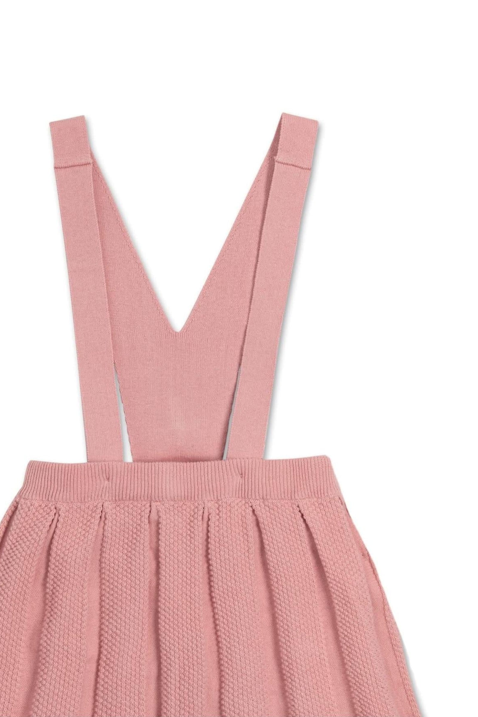Girls Organic Cotton Overall Skirt, Pleated Knit Pinafore, Rose, Toddler & Kids
