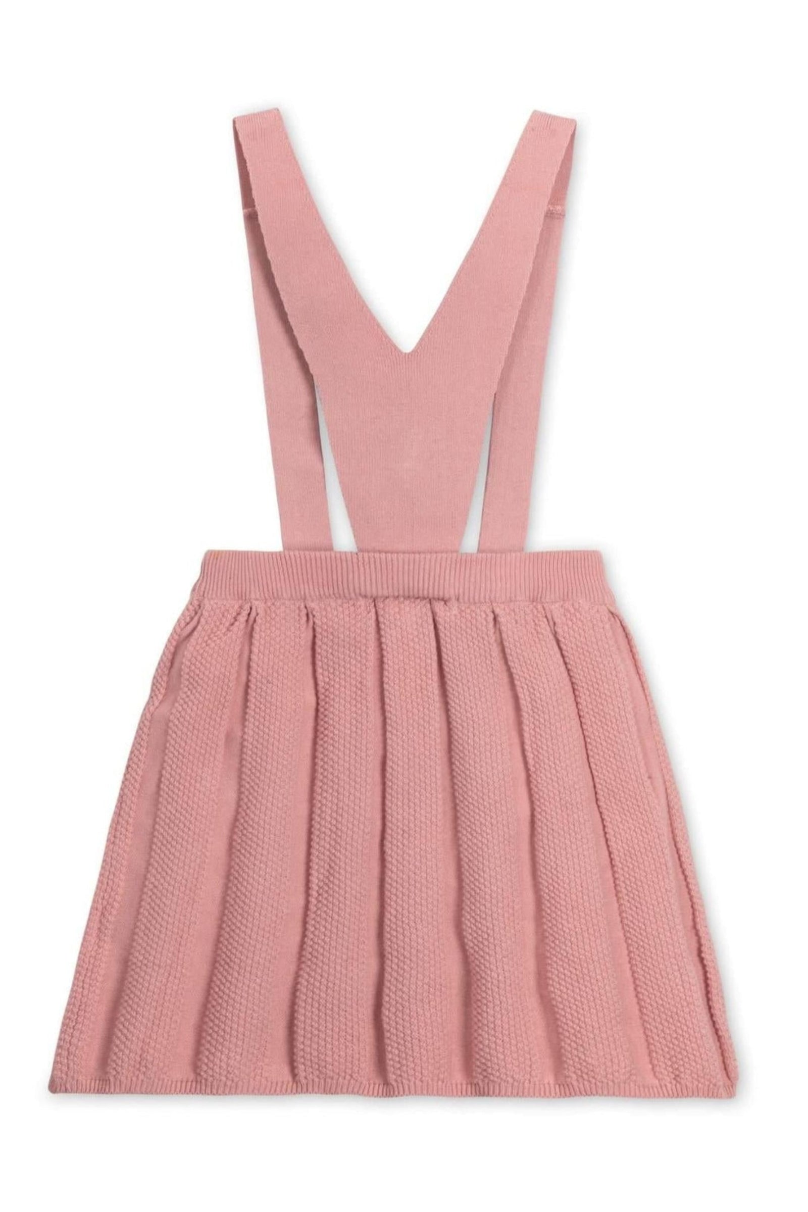 Girls Organic Cotton Overall Skirt, Pleated Knit Pinafore, Rose, Toddler & Kids