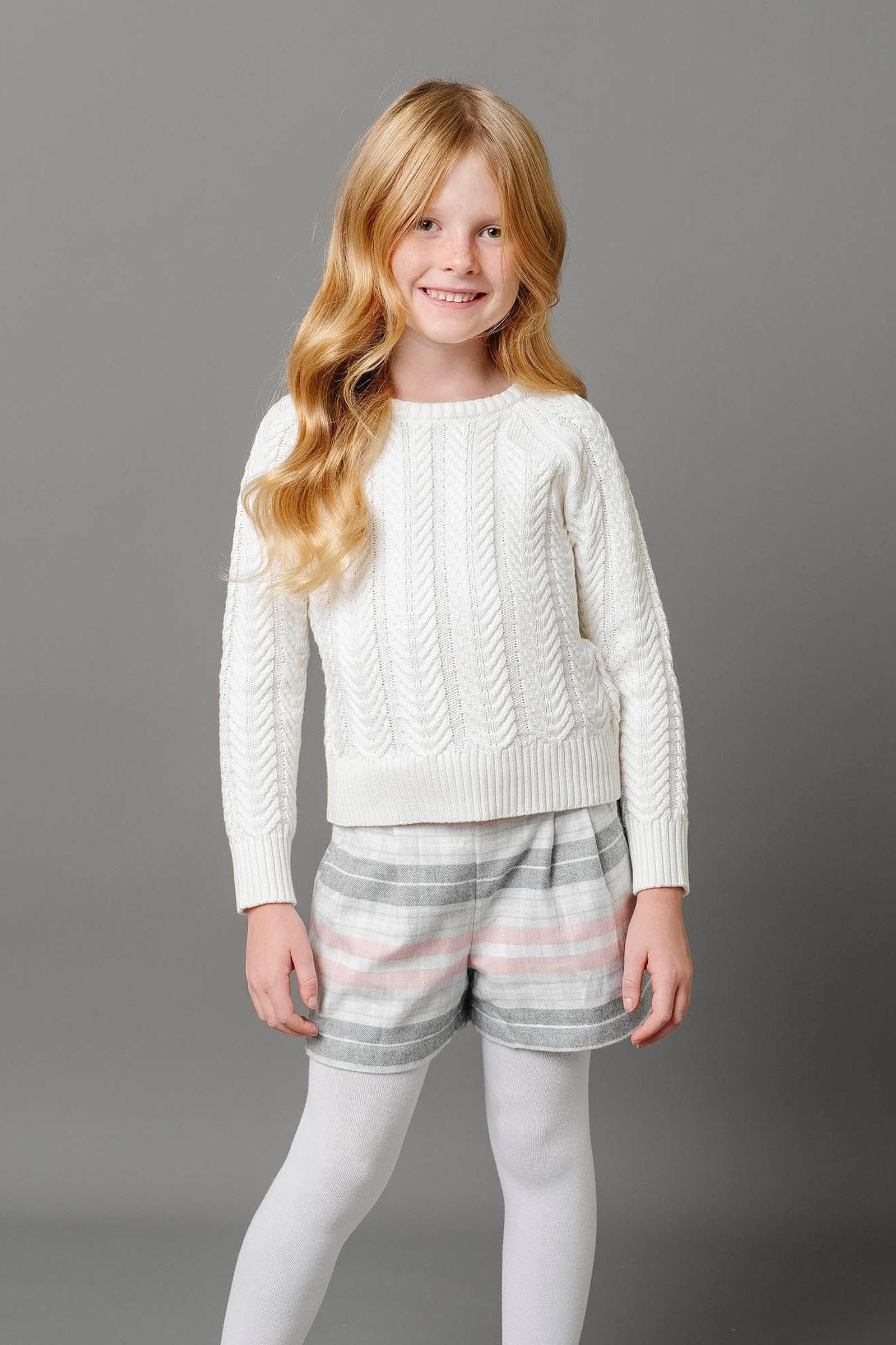 Pleated Organic Cotton Flannel Short for Girls, Plaid, Sizes 2T-12