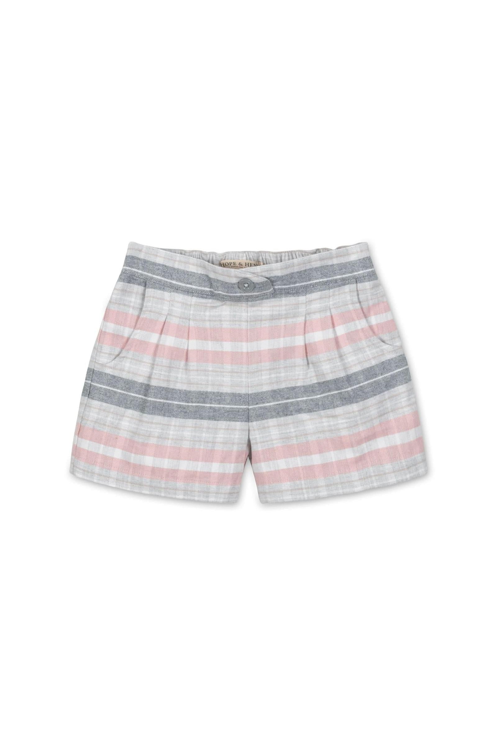 Pleated Organic Cotton Flannel Short for Girls, Plaid, Sizes 2T-12
