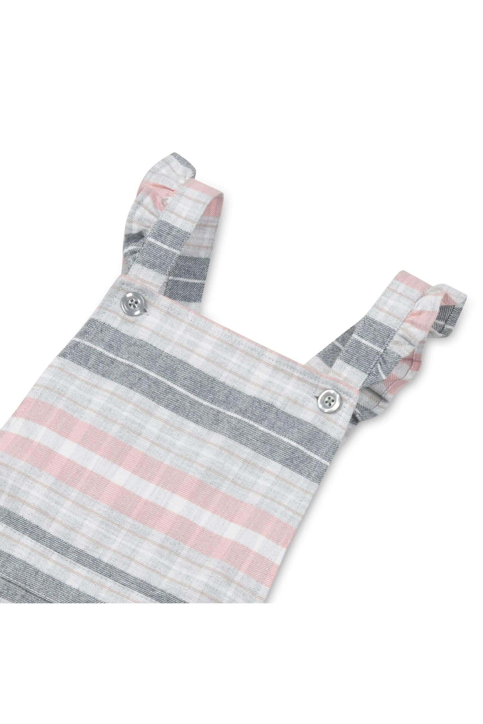 Organic Cotton Ruffle Strap Overall Skirt, Gray & Rose Plaid, Toddler & Kids