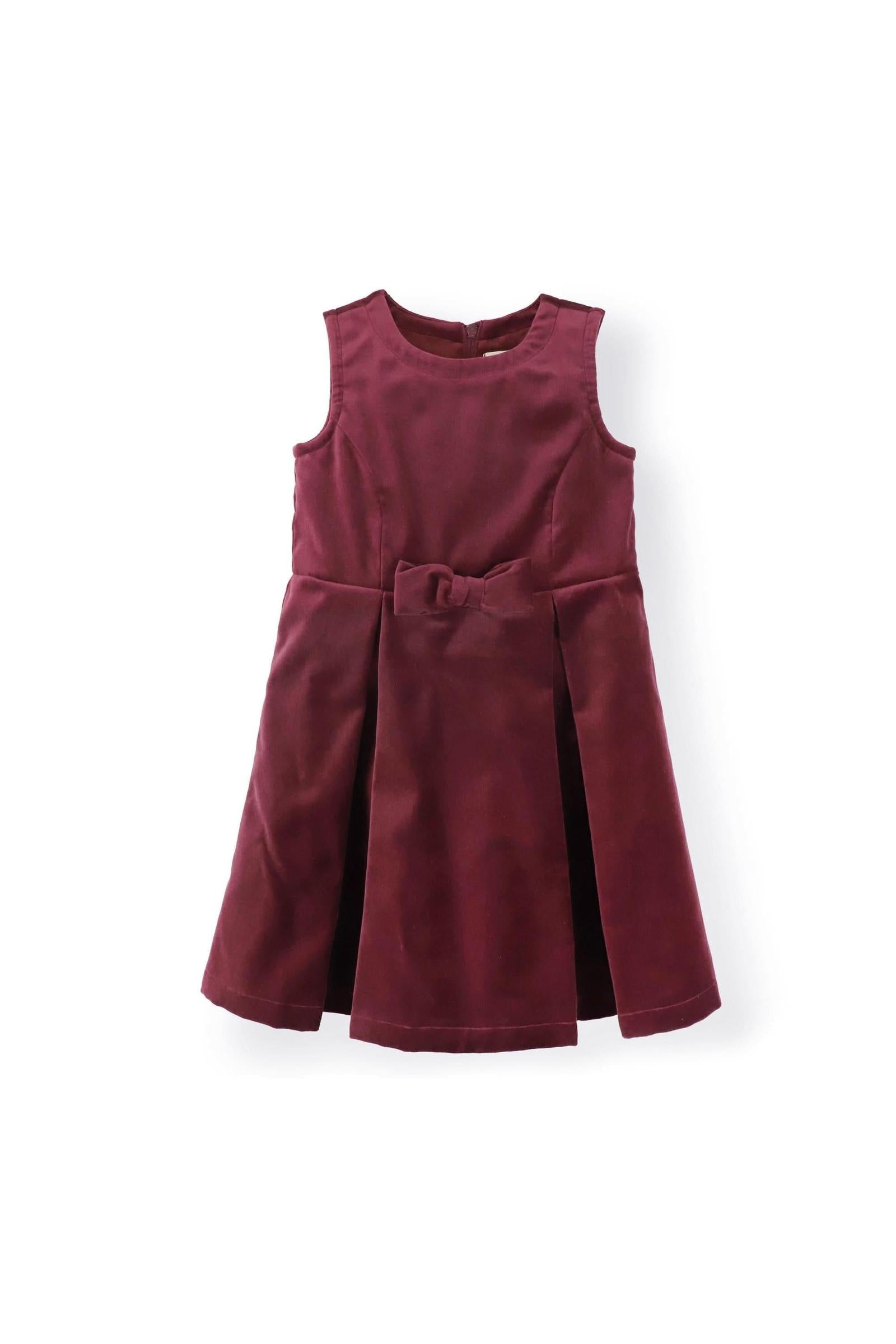 Cotton Bow Front Jumper Dress for Girls, Wine Red, Toddler & Kids
