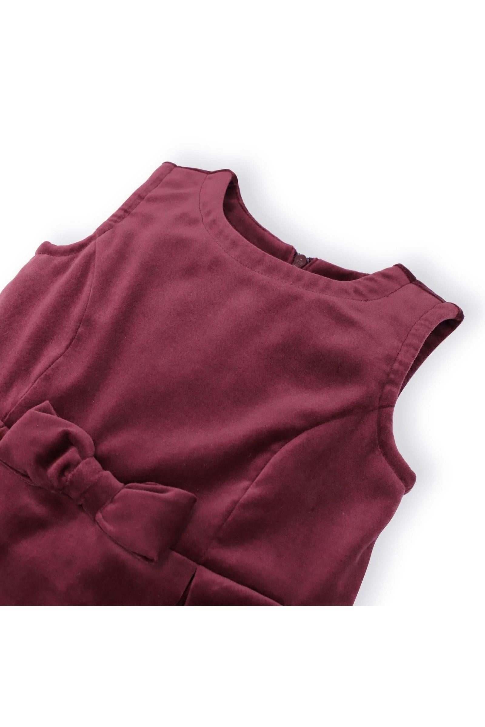 Cotton Bow Front Jumper Dress for Girls, Wine Red, Toddler & Kids