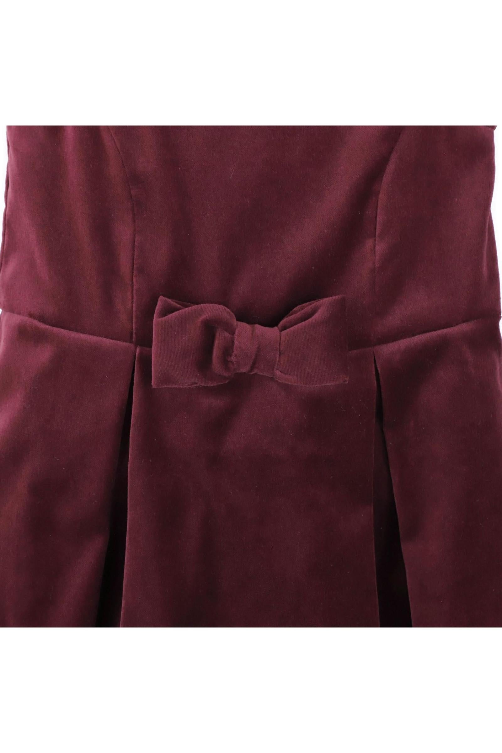Cotton Bow Front Jumper Dress for Girls, Wine Red, Toddler & Kids