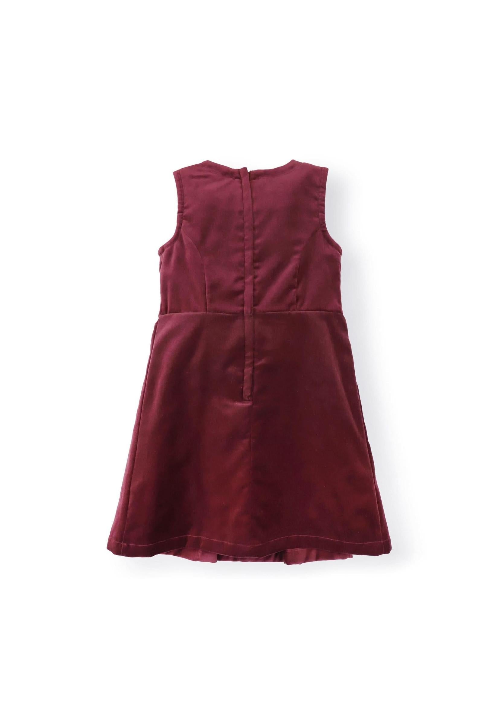 Cotton Bow Front Jumper Dress for Girls, Wine Red, Toddler & Kids