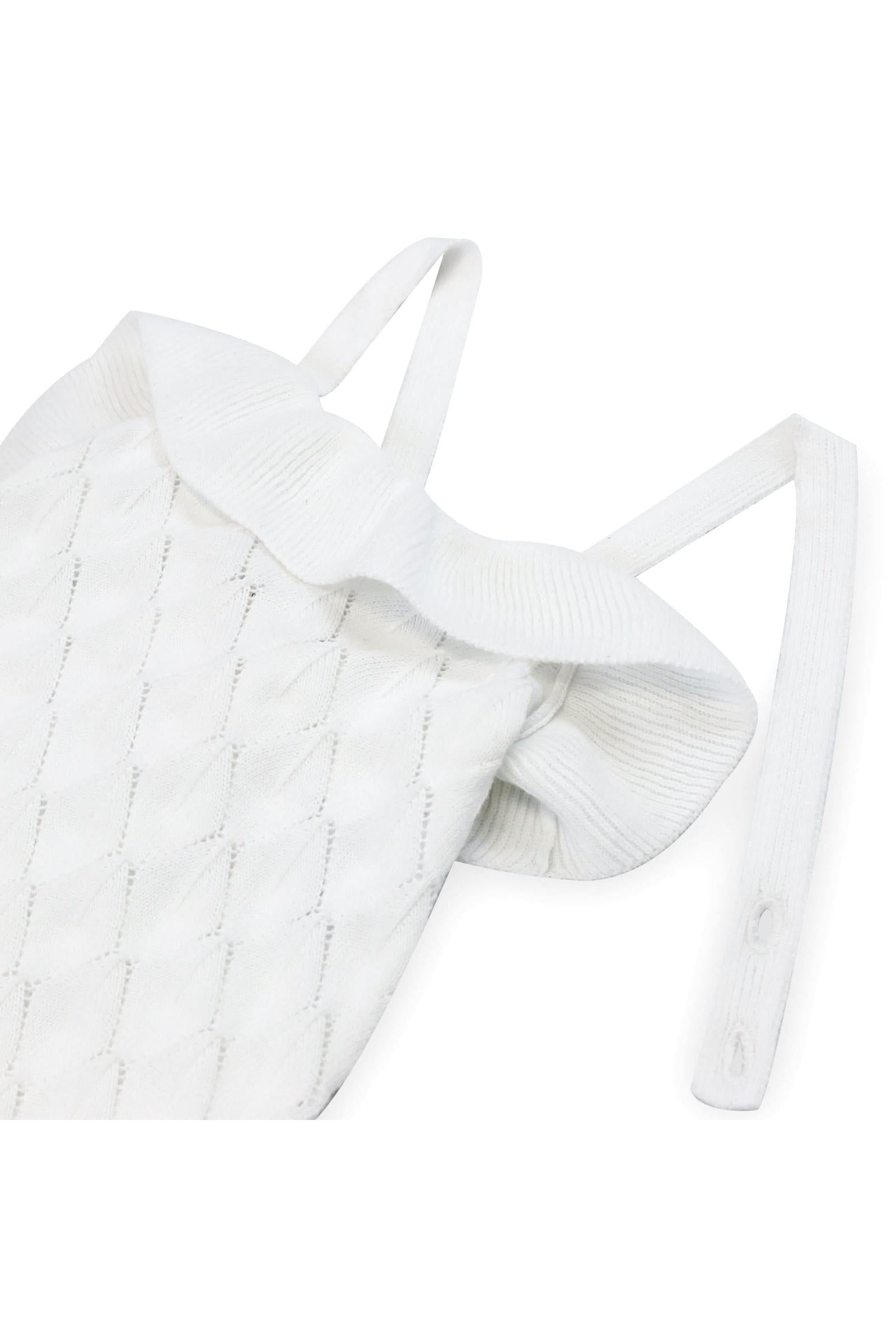 Organic Cotton Ruffle Sweater Romper for Baby Girls, White